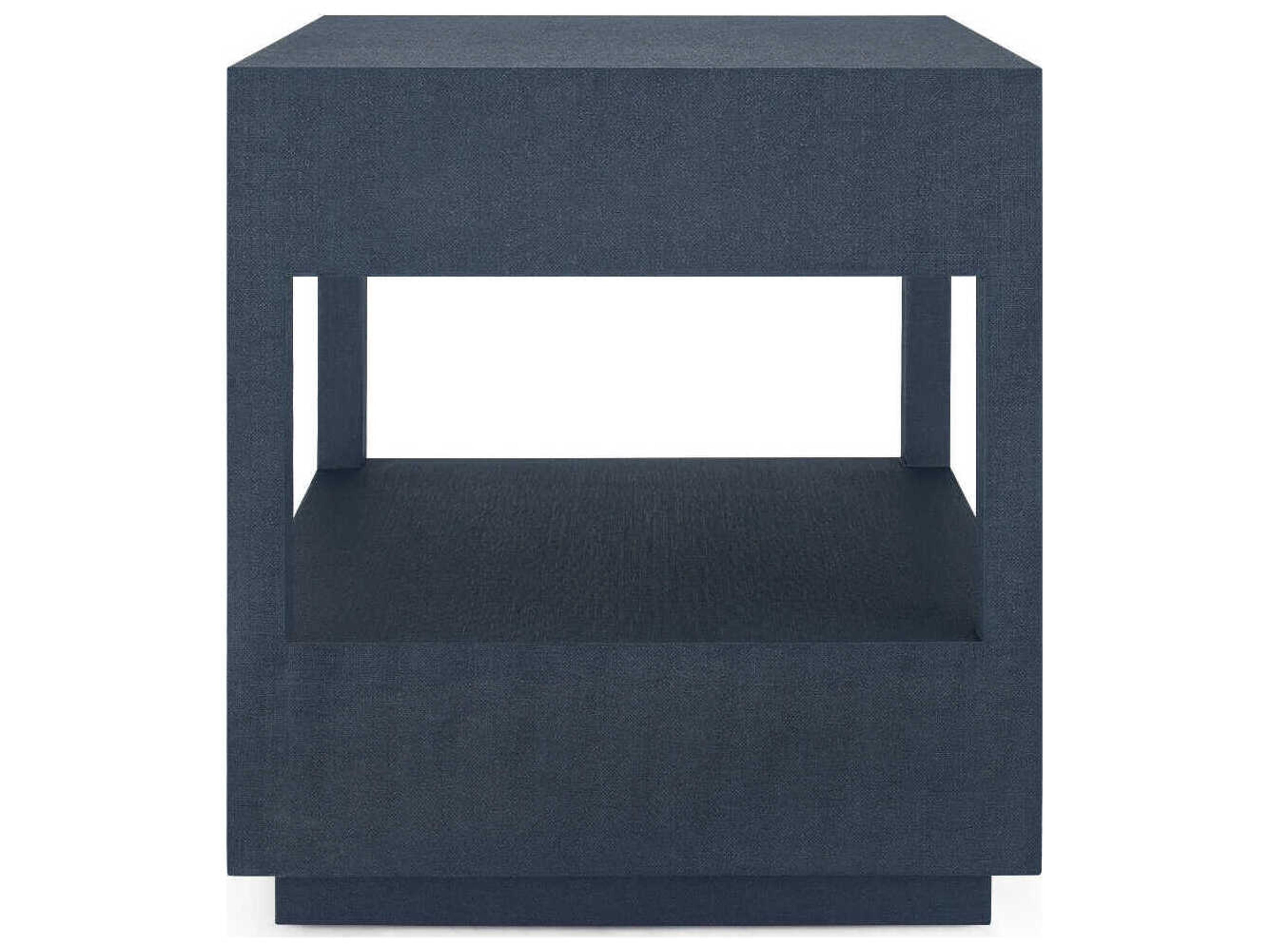 Villa & House Rectangular Wood Blue Steel End Table