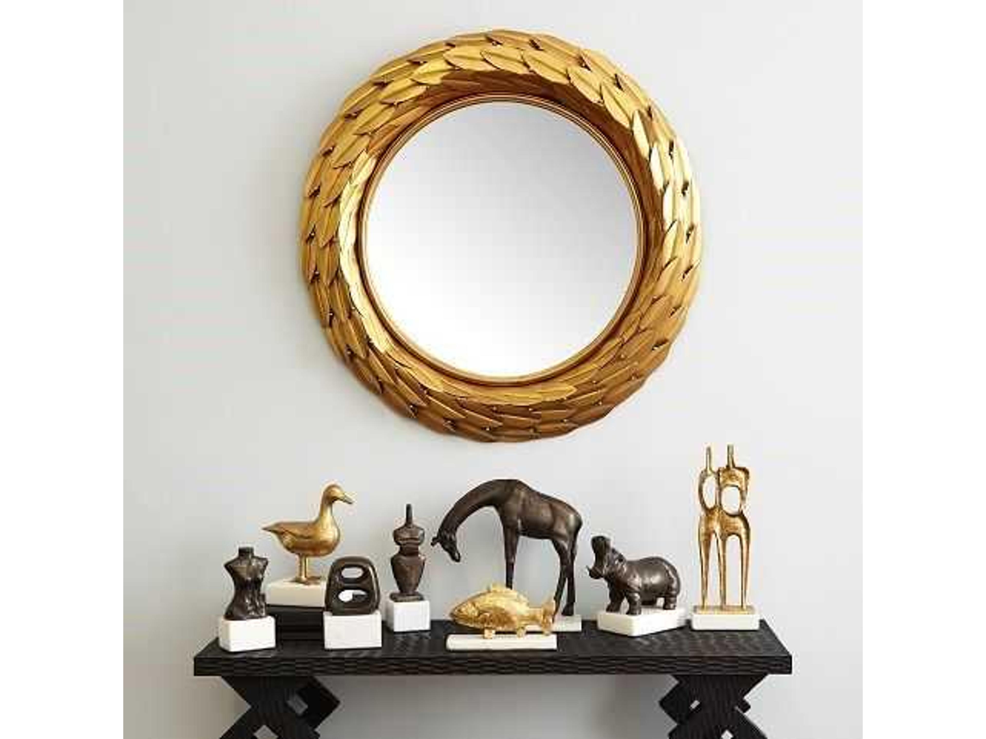 Villa & House Accent Gold Leaf White Marble Sculpture