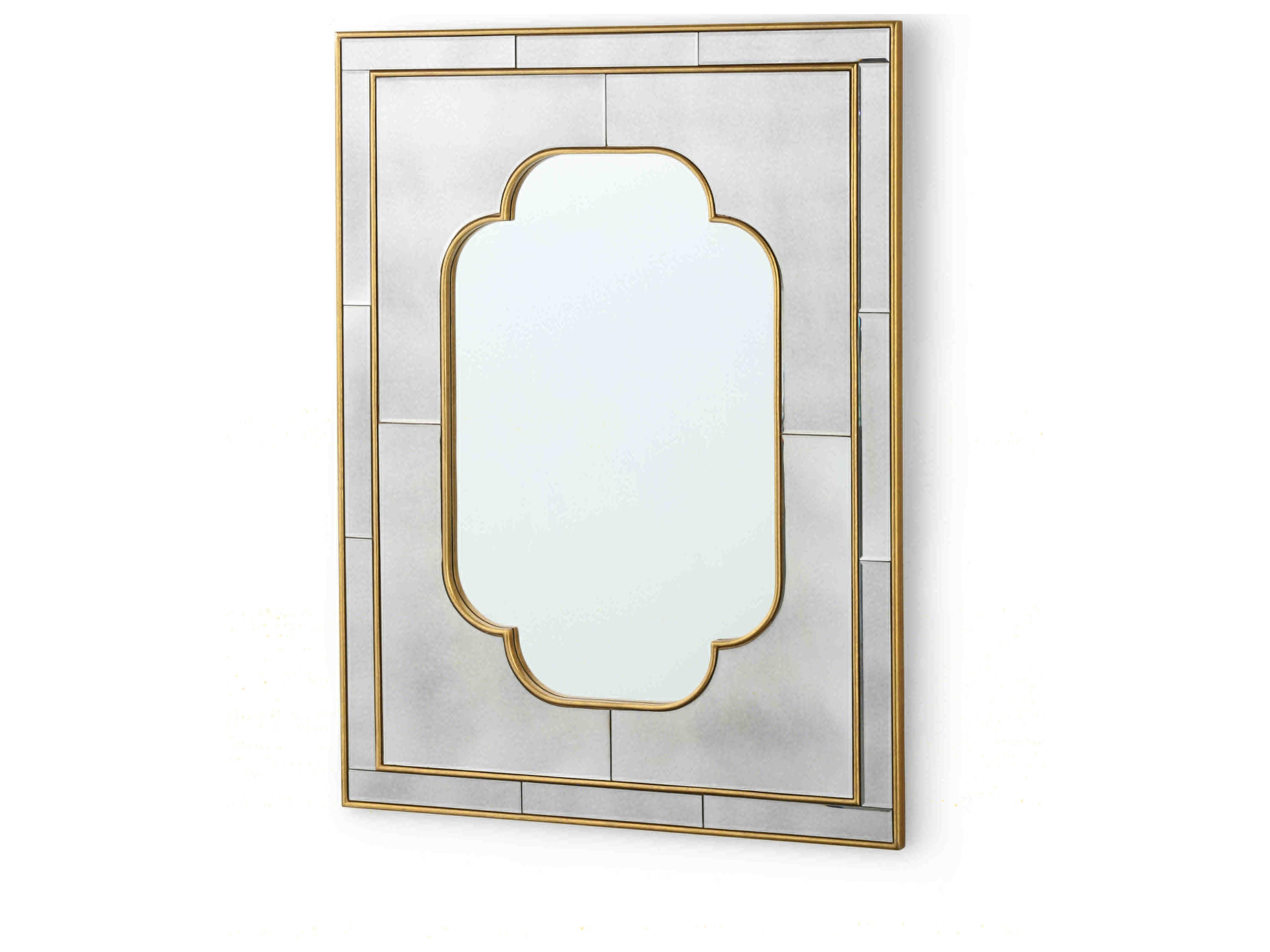 Cassia Large Antique Quatrefoil Wall Mirror with Gold Leaf Finish