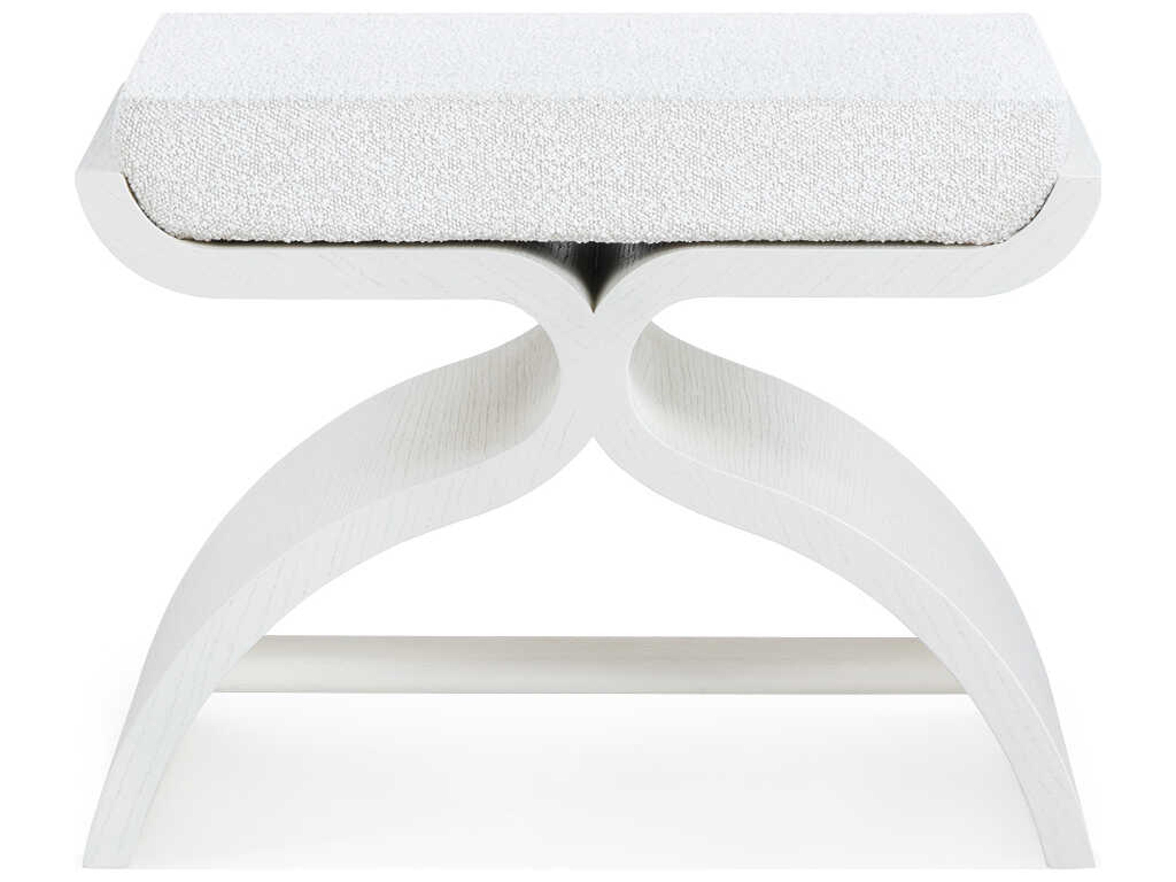 Villa & House Carson Glazed Whisper White Beige Upholstered Accent Stool