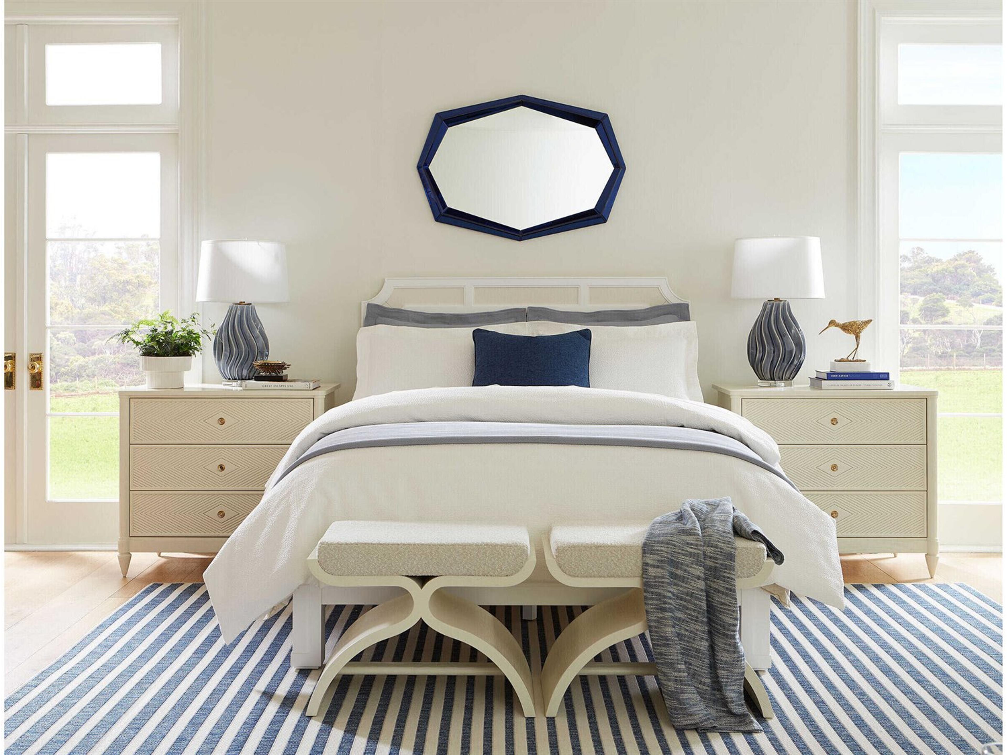 Villa & House Carson Glazed Whisper White Beige Upholstered Accent Stool