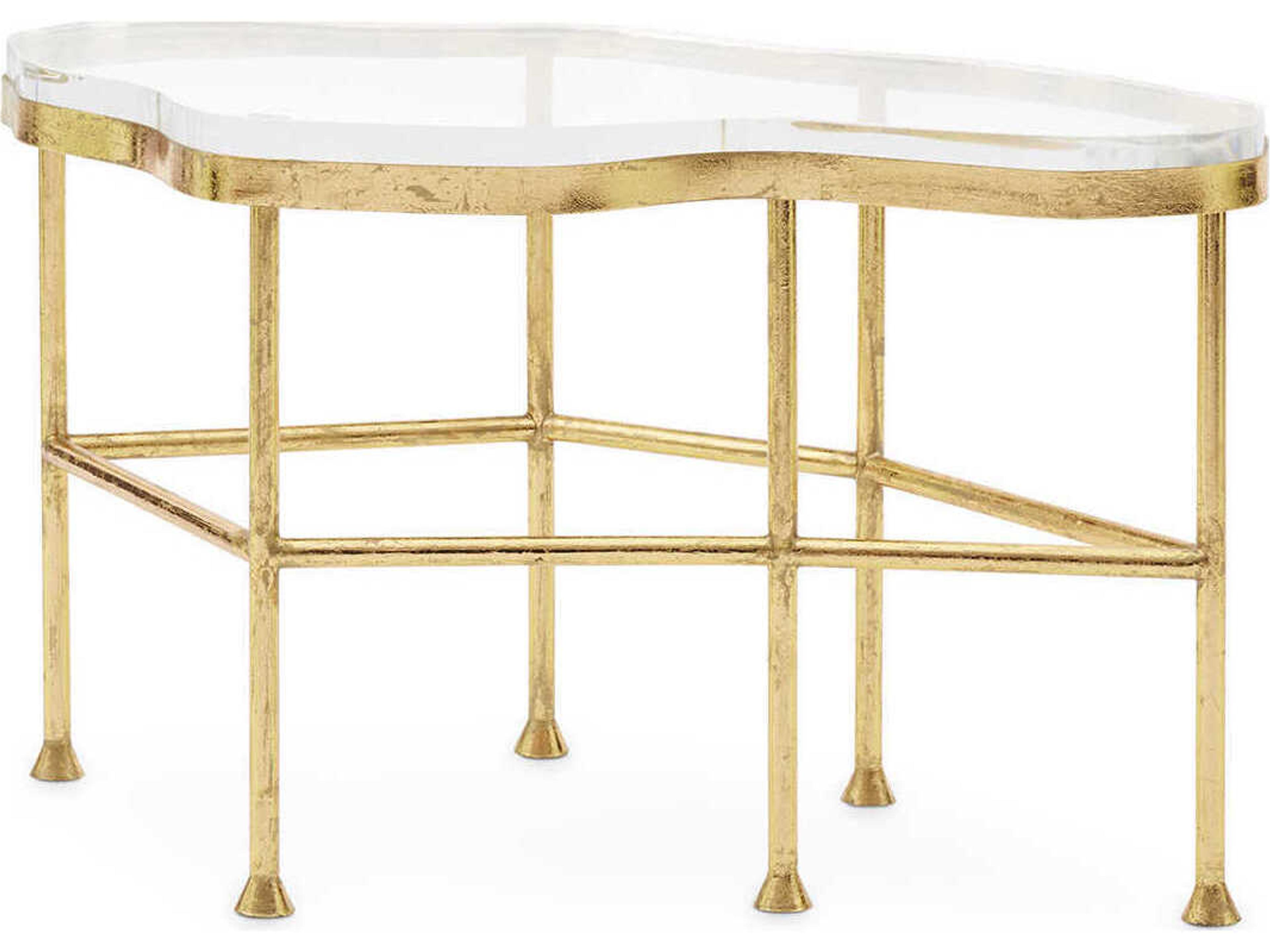 Glass Gold Leaf End Table