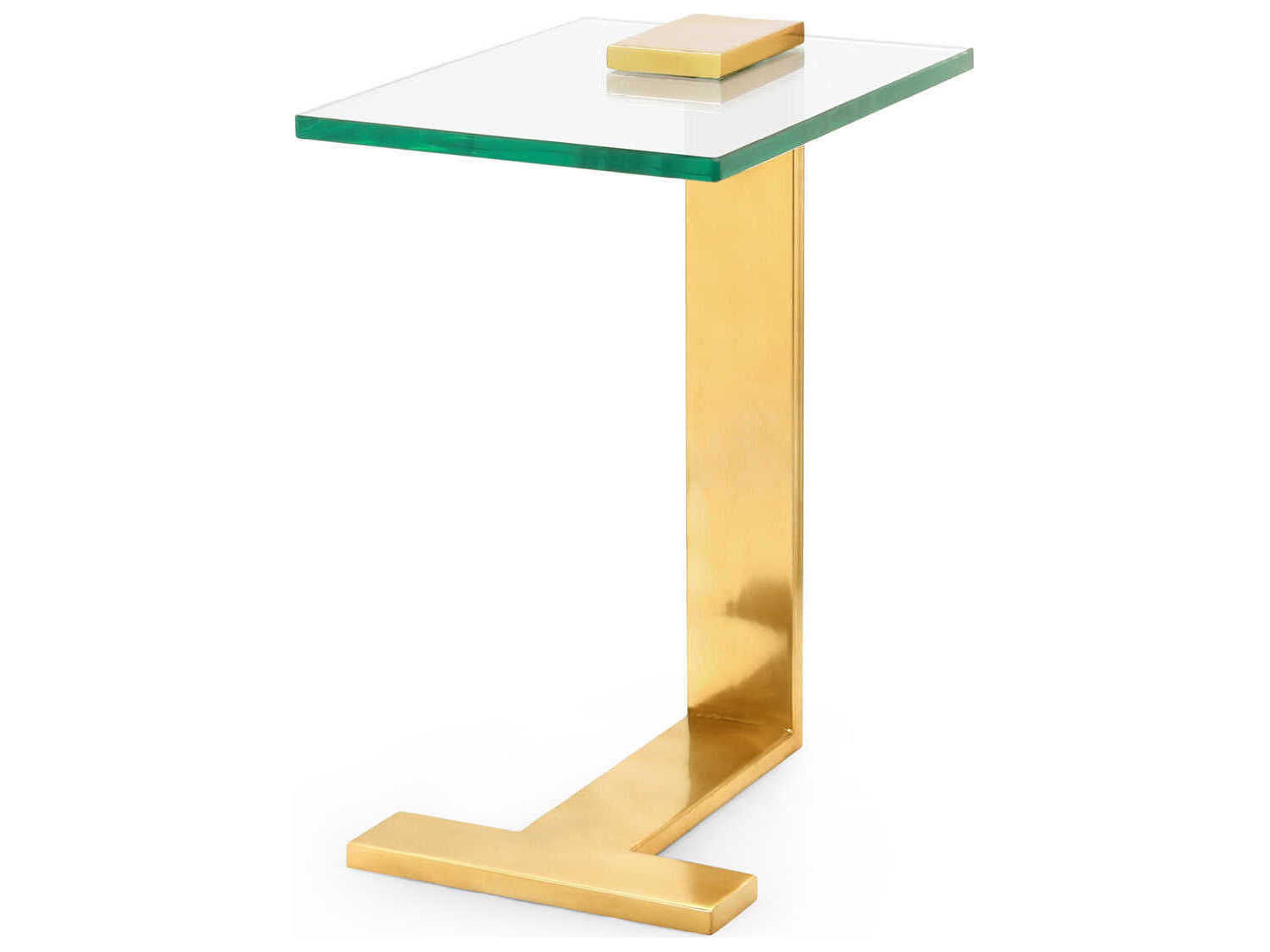 Villa & House Glass Brushed Brass End Table