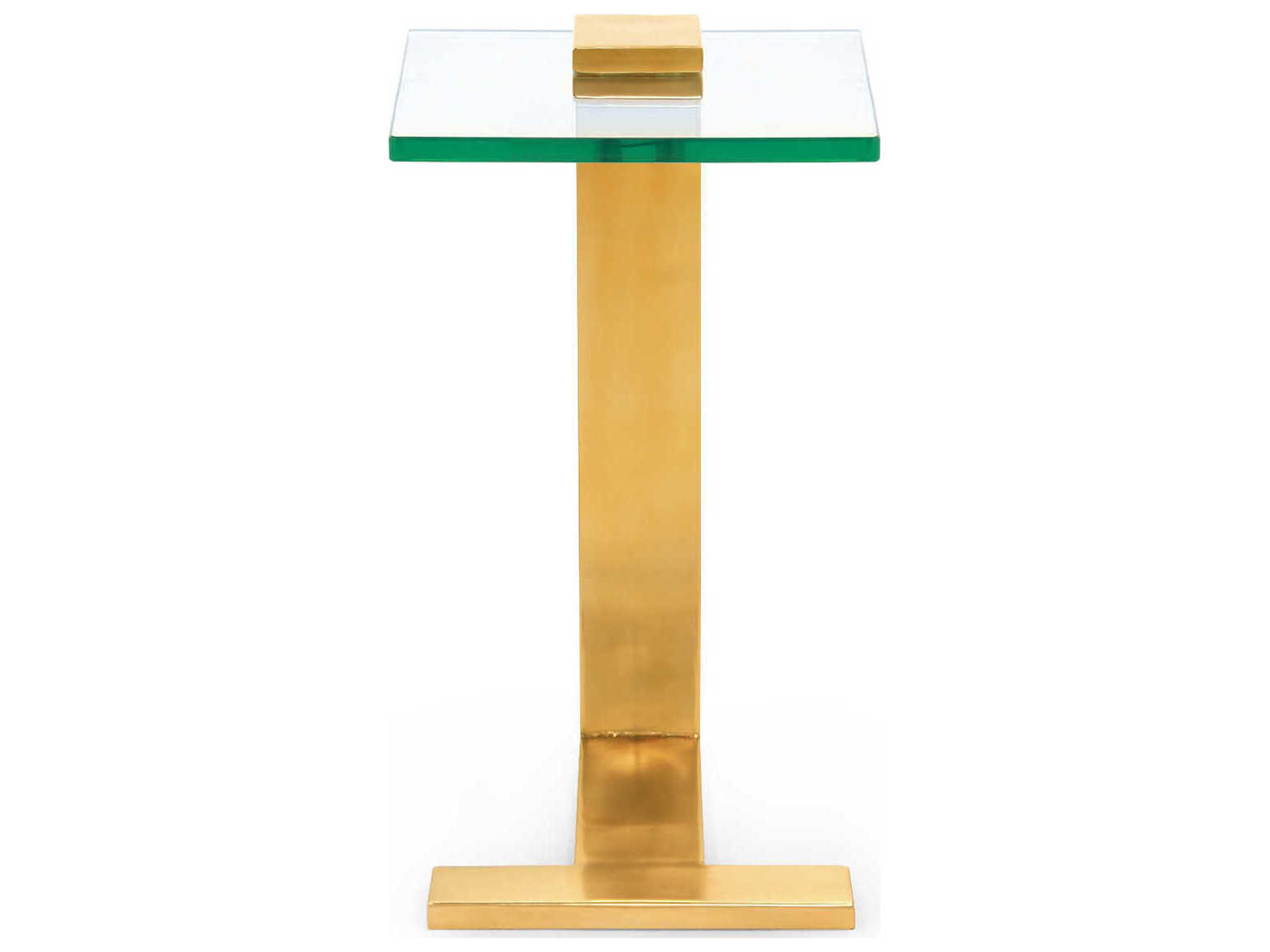 Villa & House Glass Brushed Brass End Table