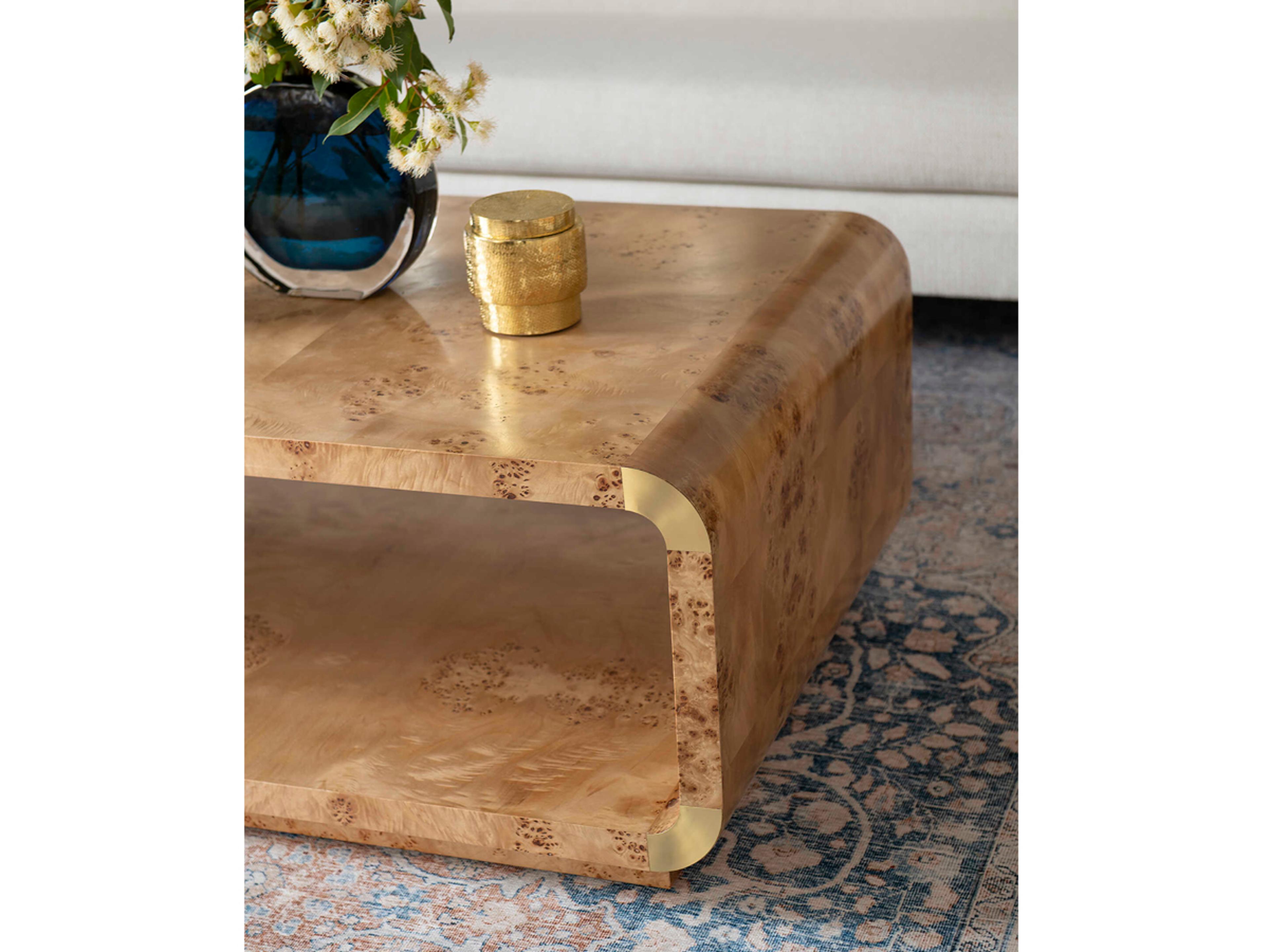 Villa & House Rectangular Wood Burl Coffee Table