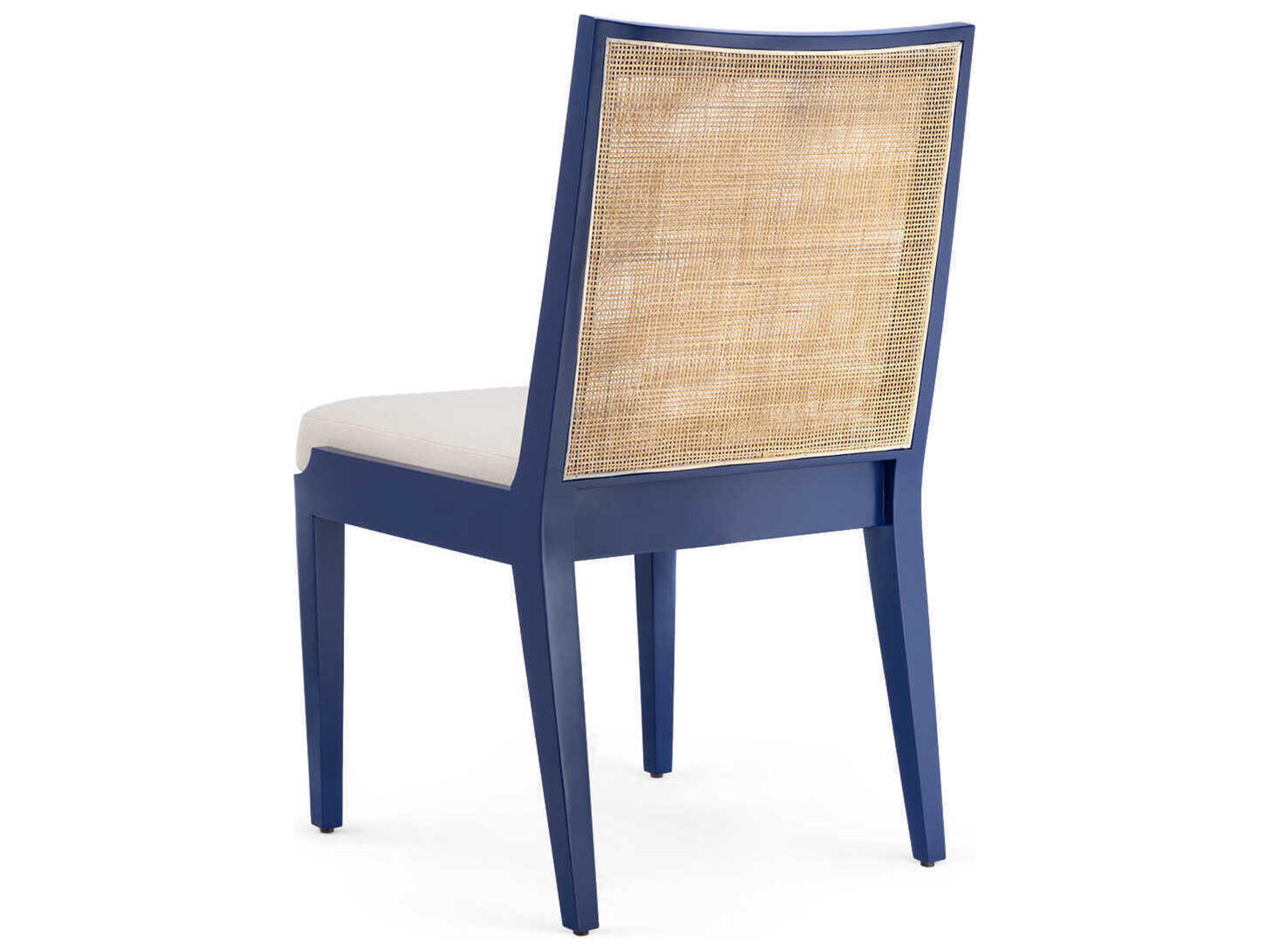 Villa & House Mahogany Wood Blue Upholstered Side Dining Chair