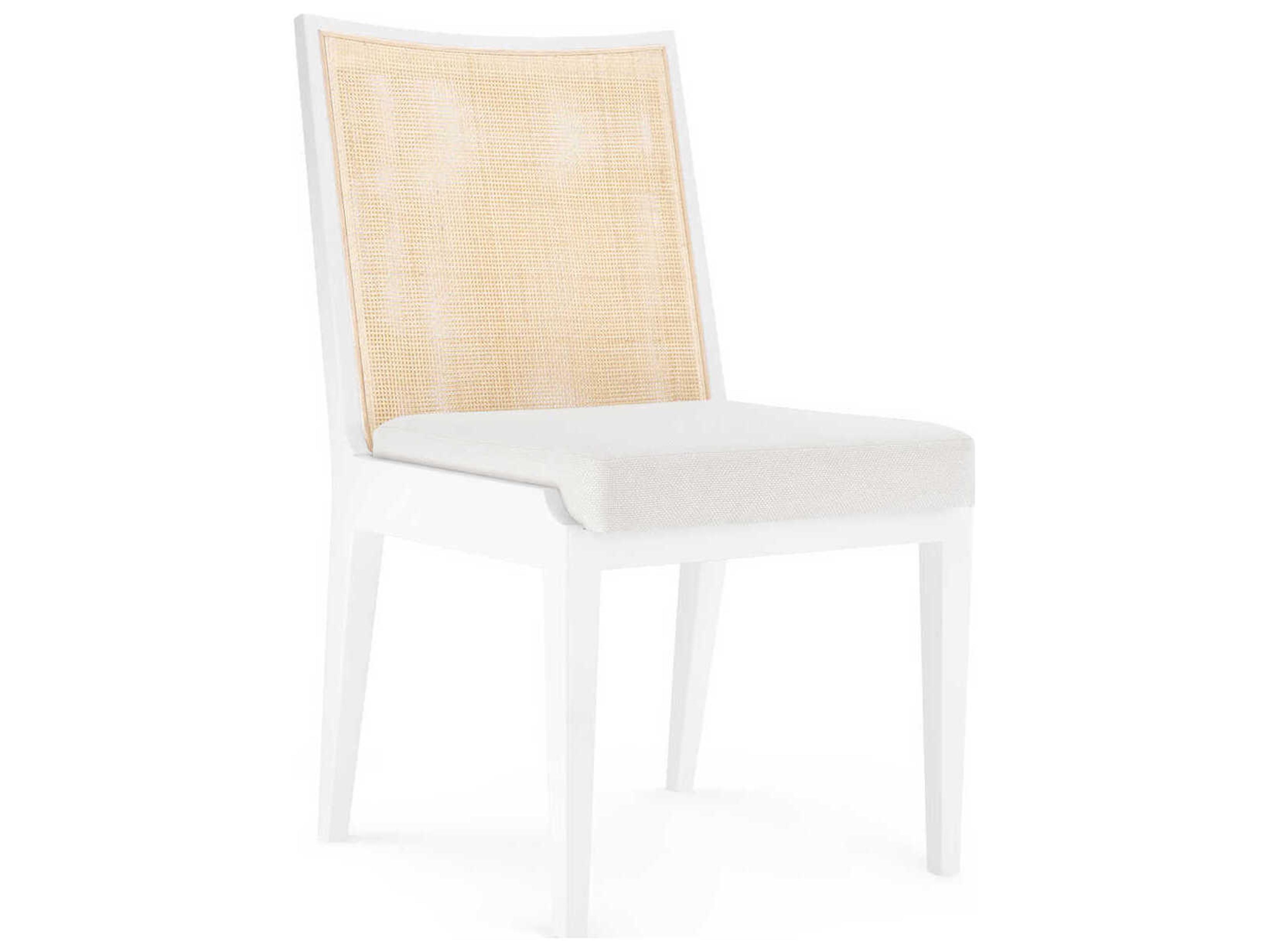Mahogany Wood White Upholstered Side Dining Chair
