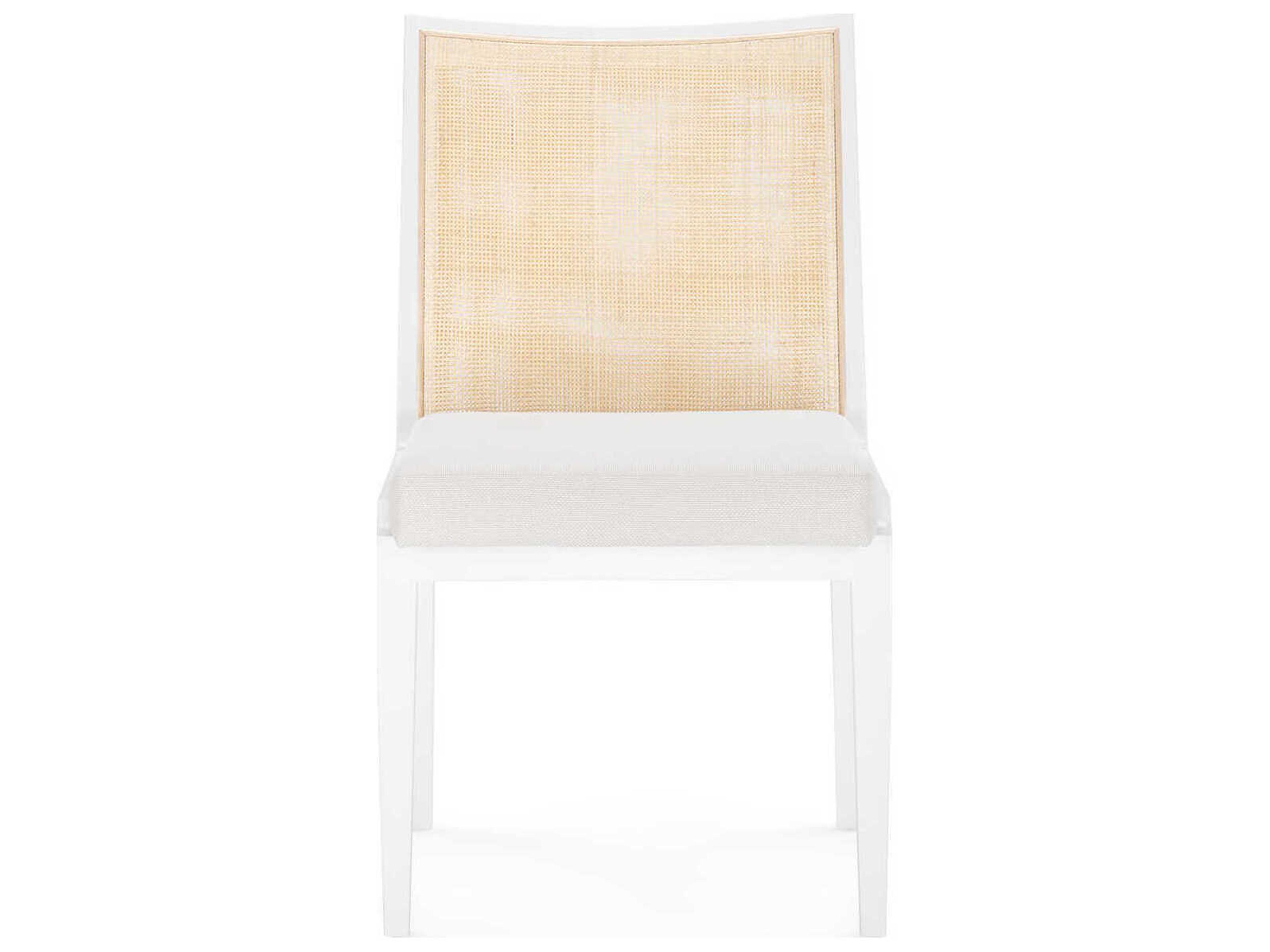 Villa & House Mahogany Wood White Upholstered Side Dining Chair