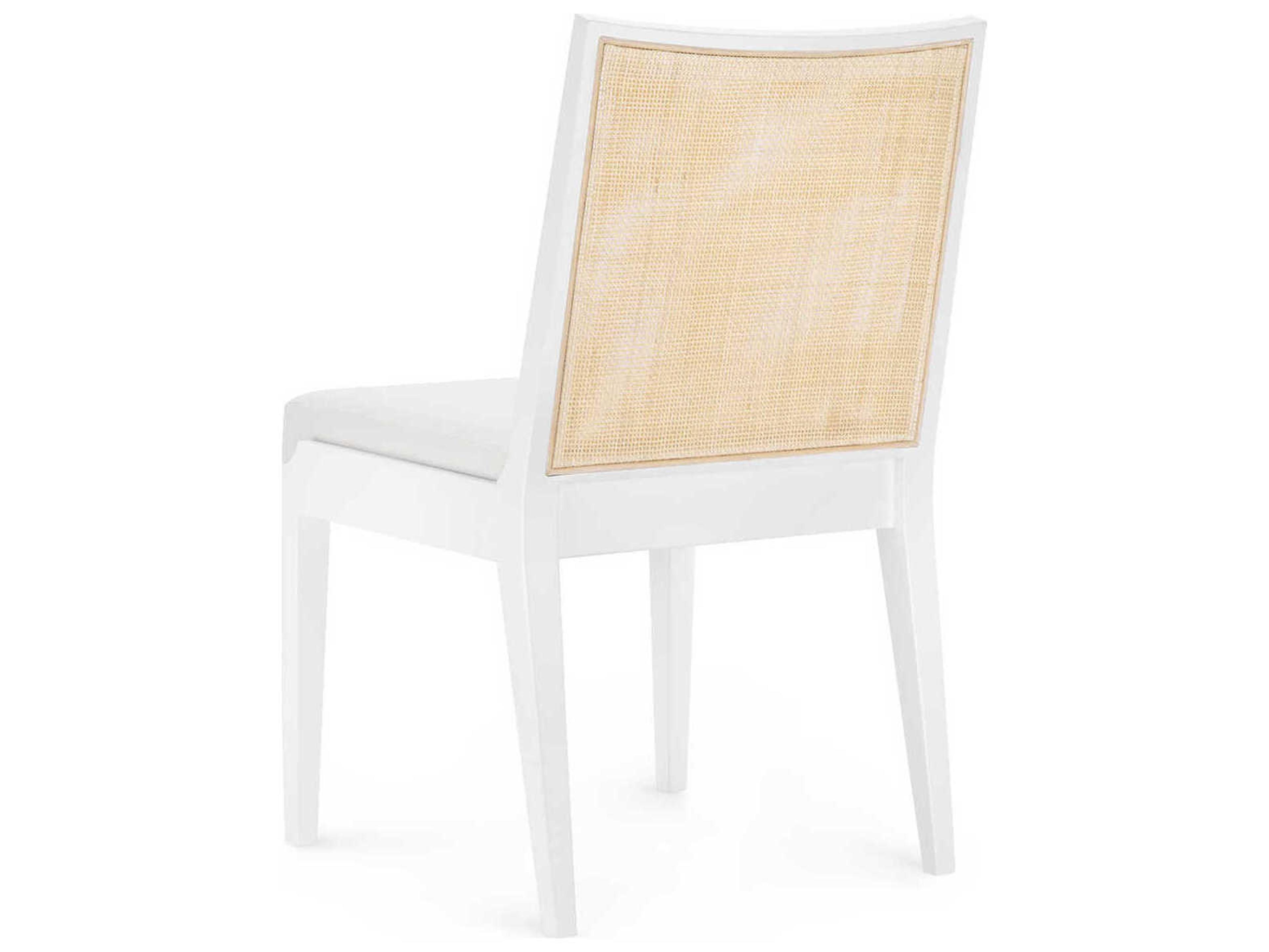 Villa & House Mahogany Wood White Upholstered Side Dining Chair