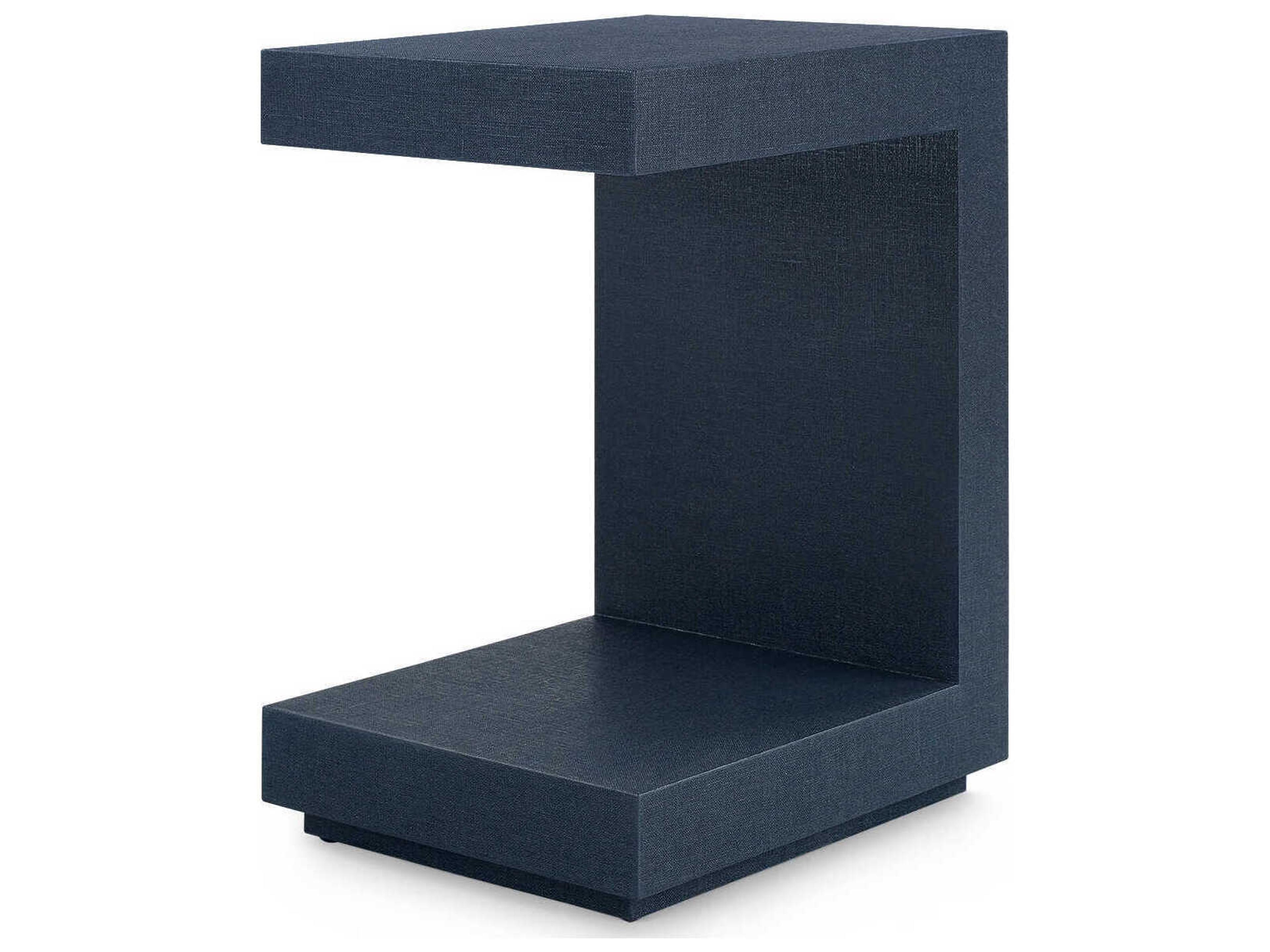 Villa & House Rectangular Wood Blue Steel End Table