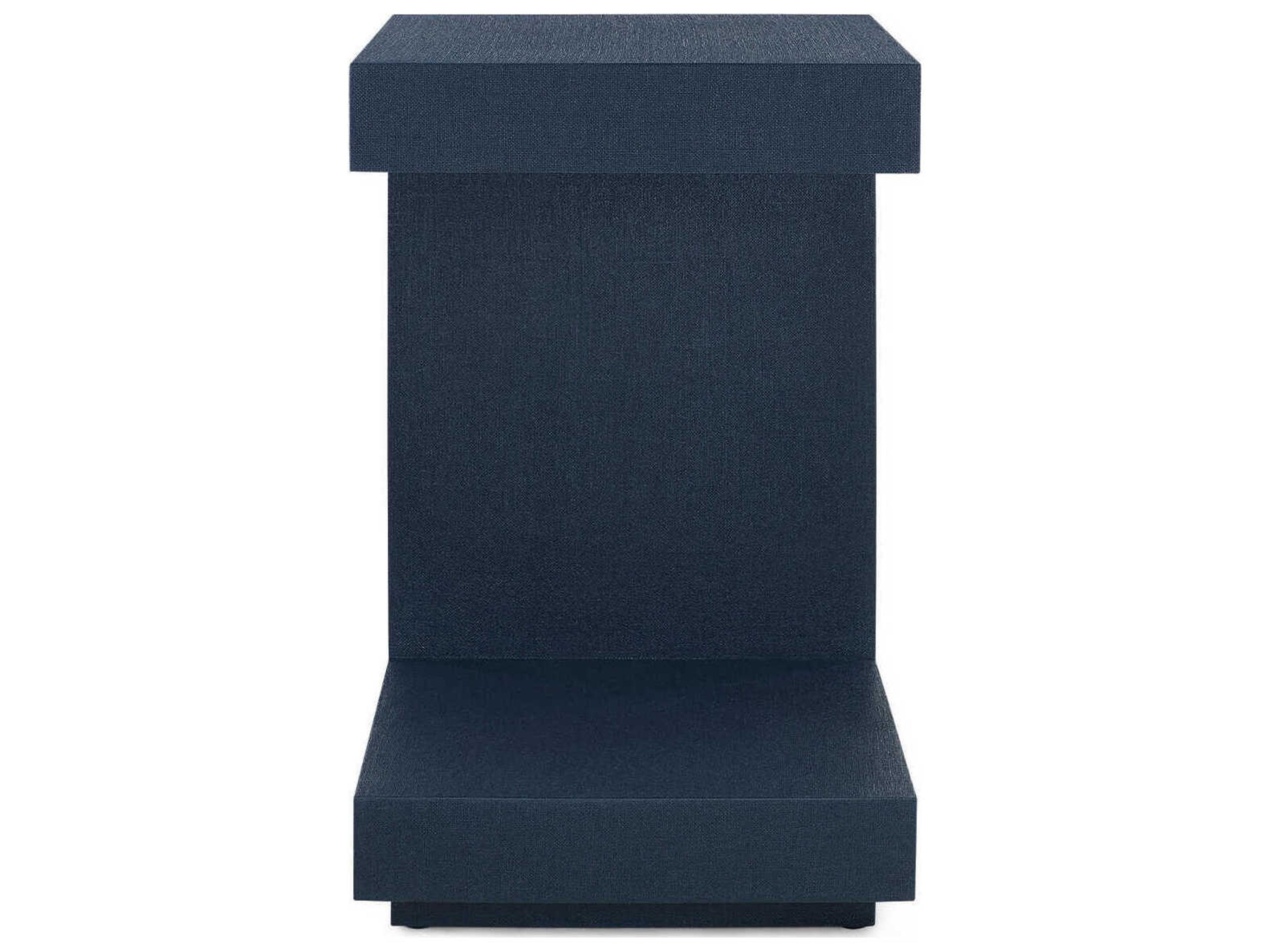 Villa & House Rectangular Wood Blue Steel End Table