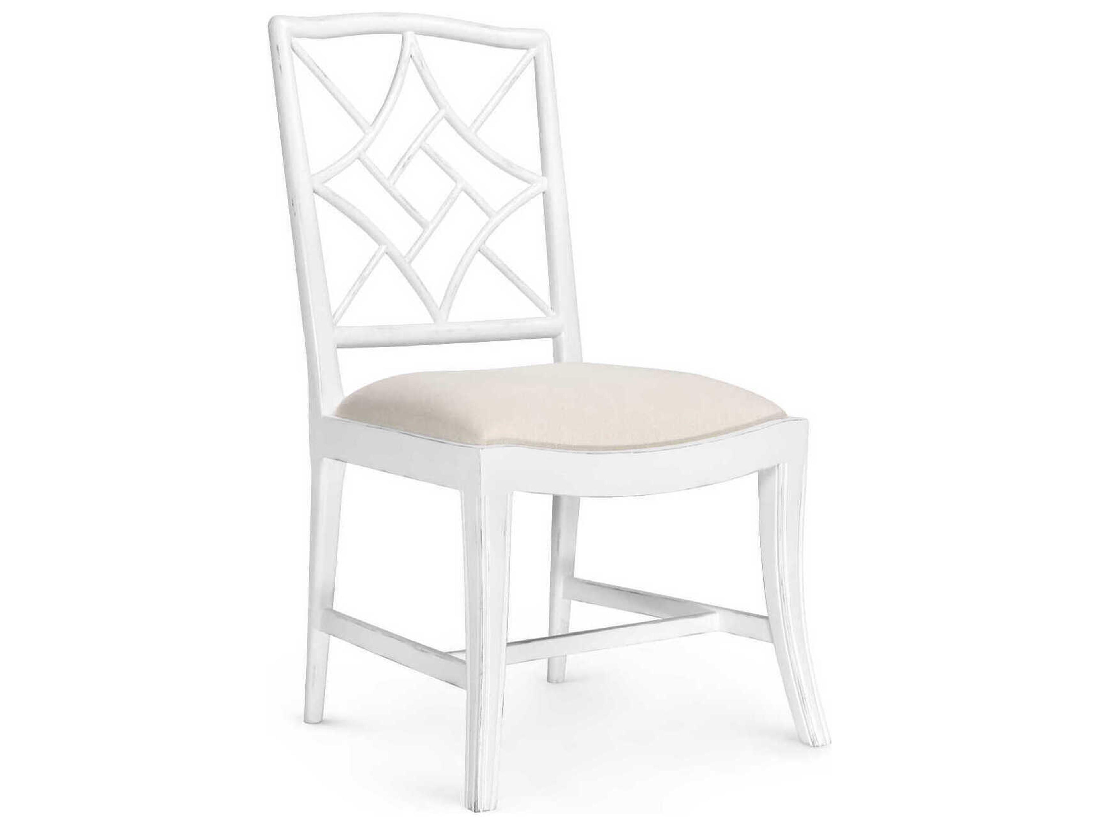 Mahogany Wood White Upholstered Side Dining Chair