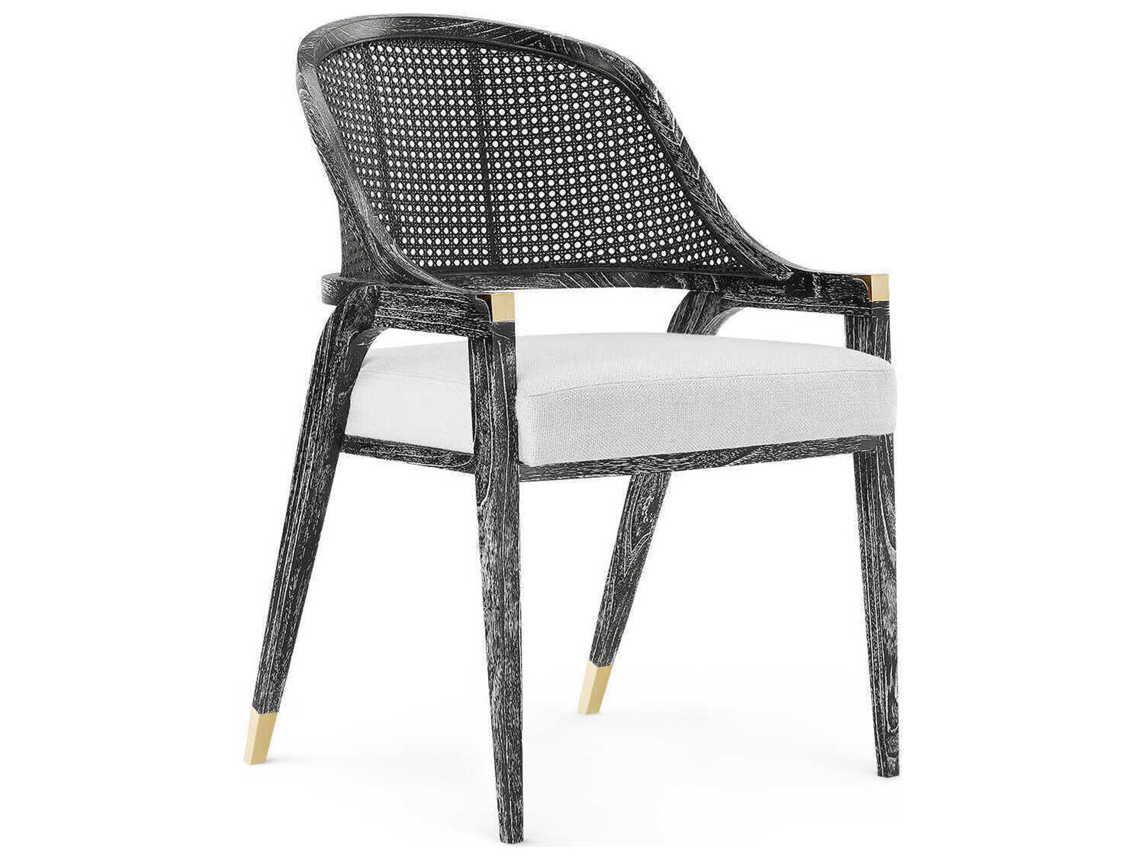 Mahogany Wood Black Upholstered Arm Dining Chair