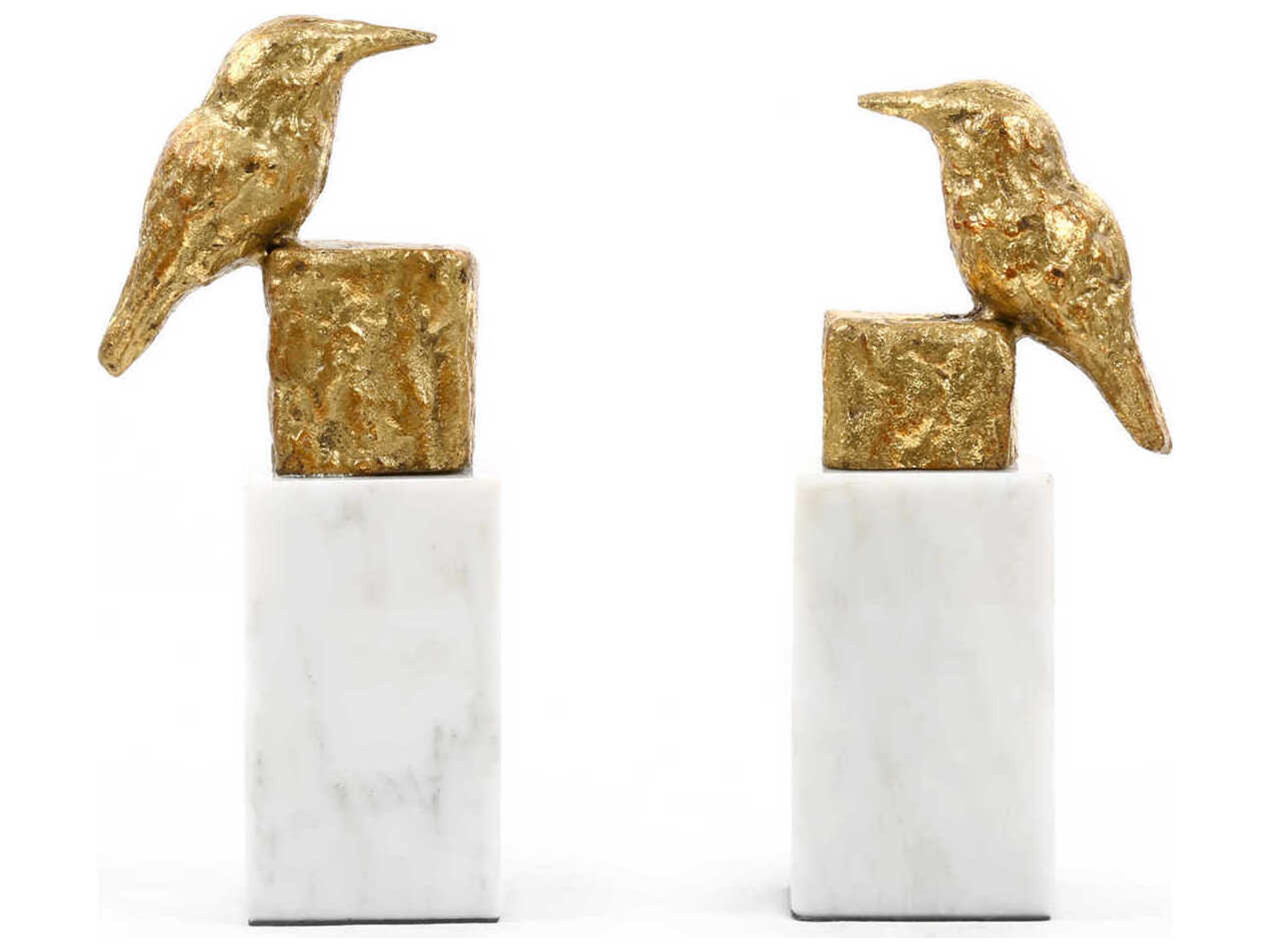 Villa & House Gold Leaf Finch Sculpture Set of 2