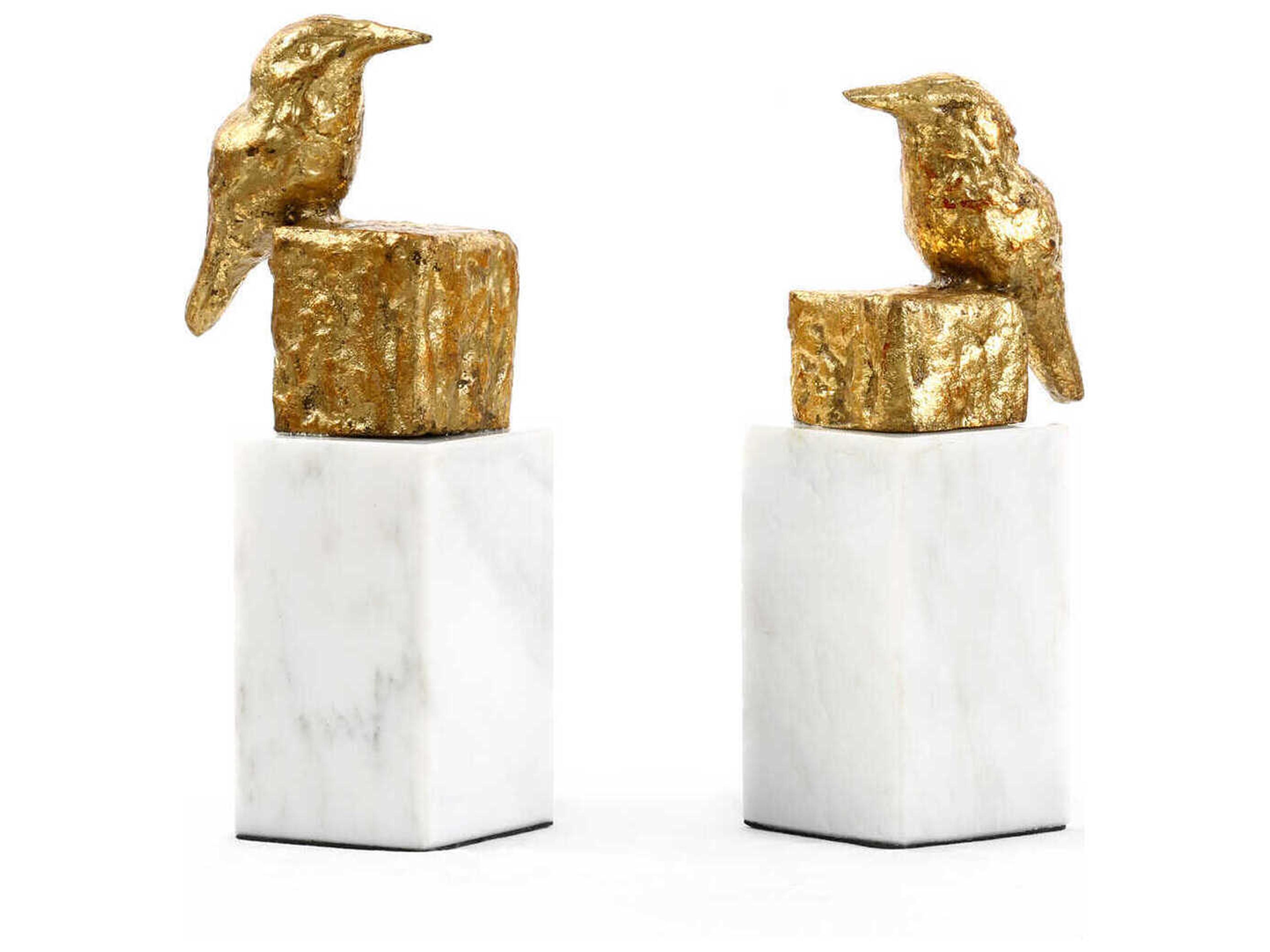 Villa & House Gold Leaf Finch Sculpture Set of 2