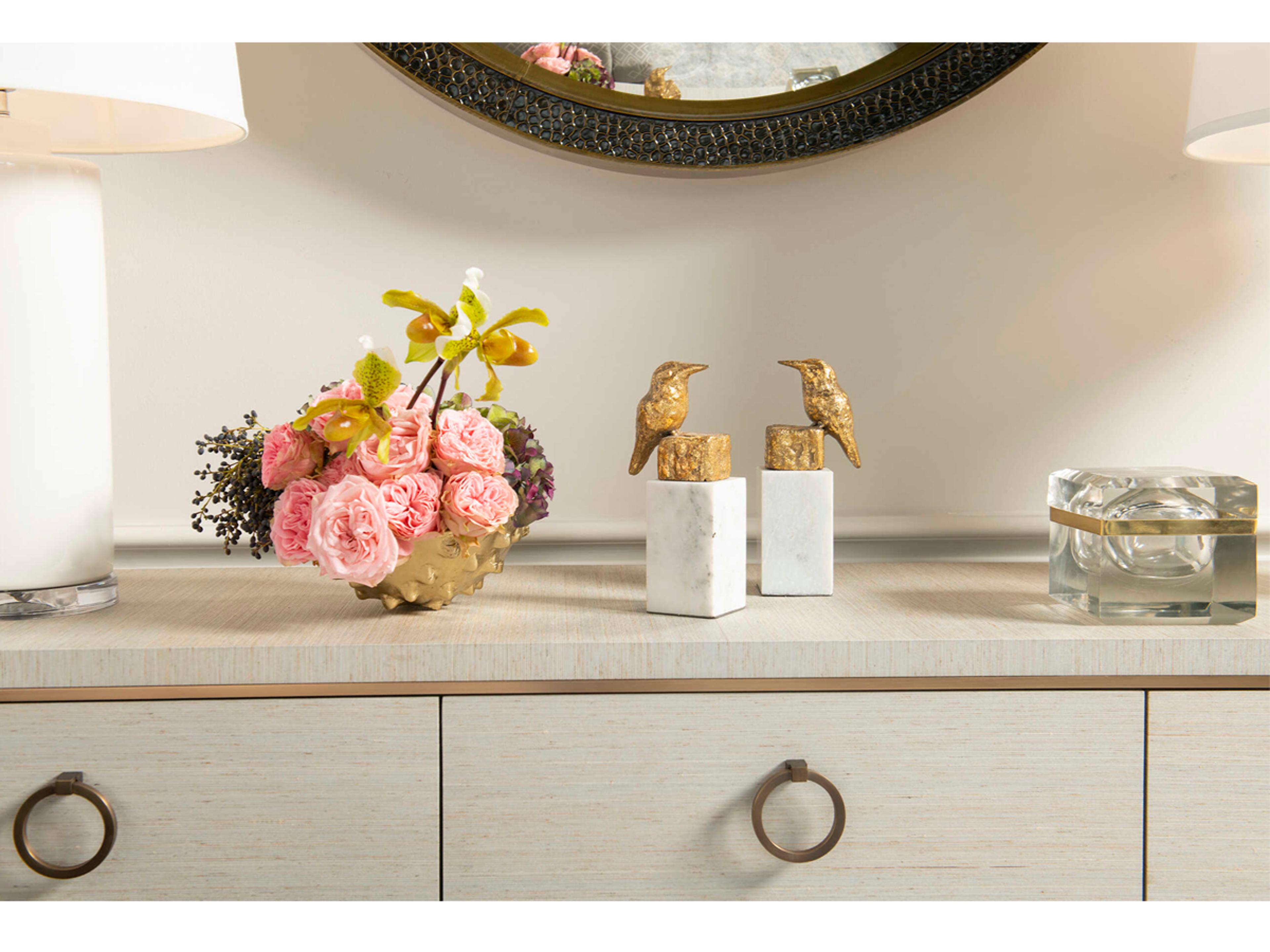 Villa & House Gold Leaf Finch Sculpture Set of 2