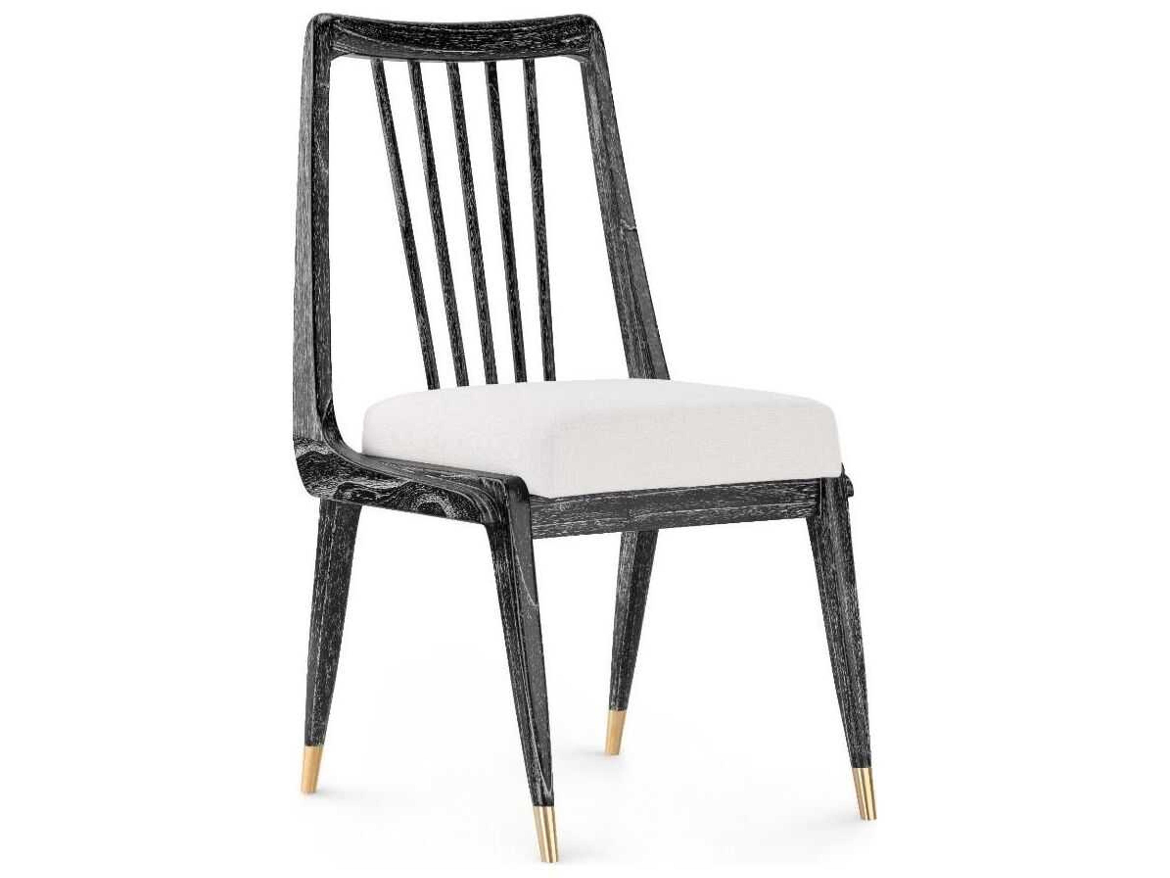 Villa & House Fiona Mahogany Wood Black Upholstered Armless Dining Chair