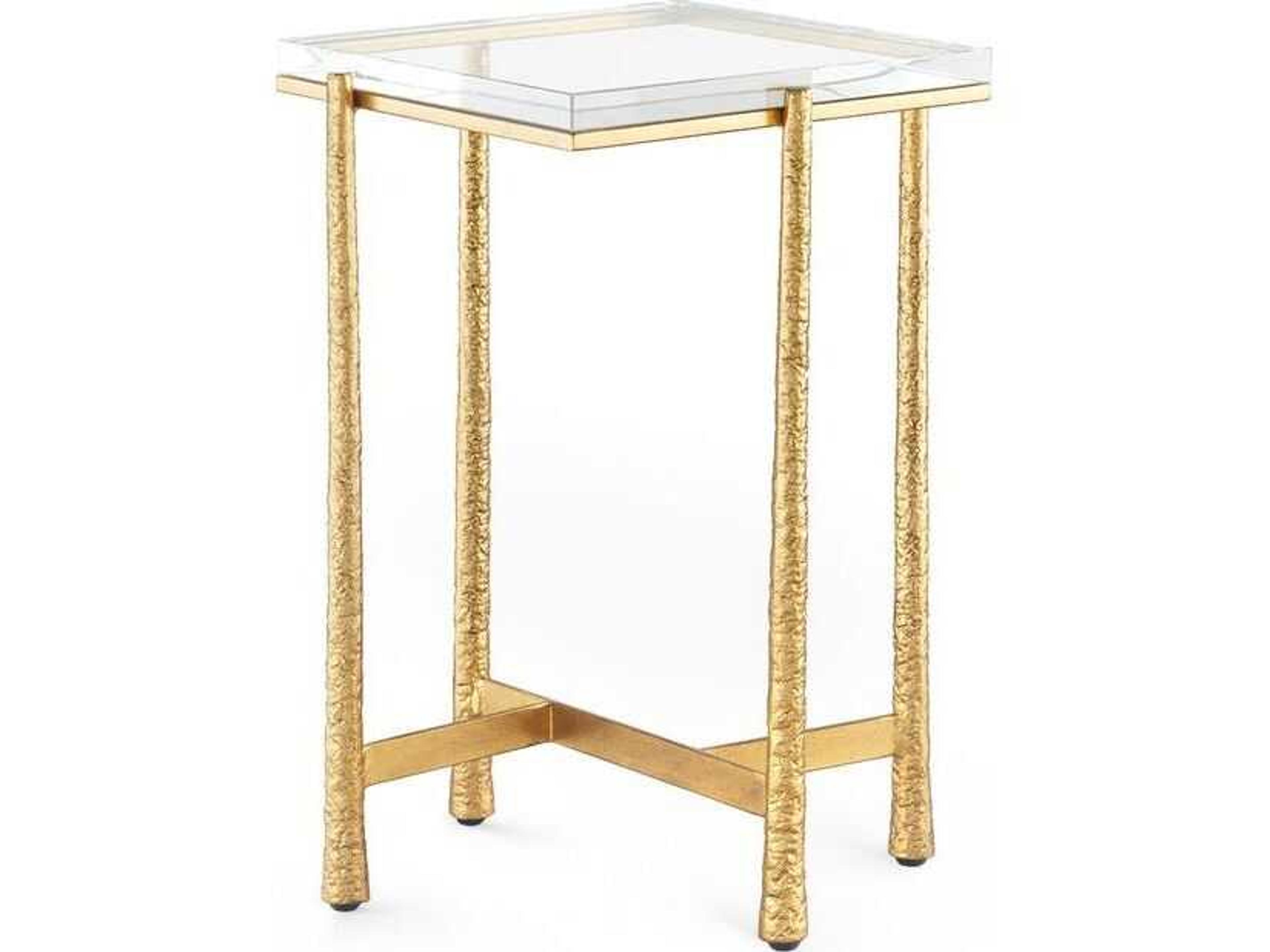 Genesis Square Glass Gold End Table