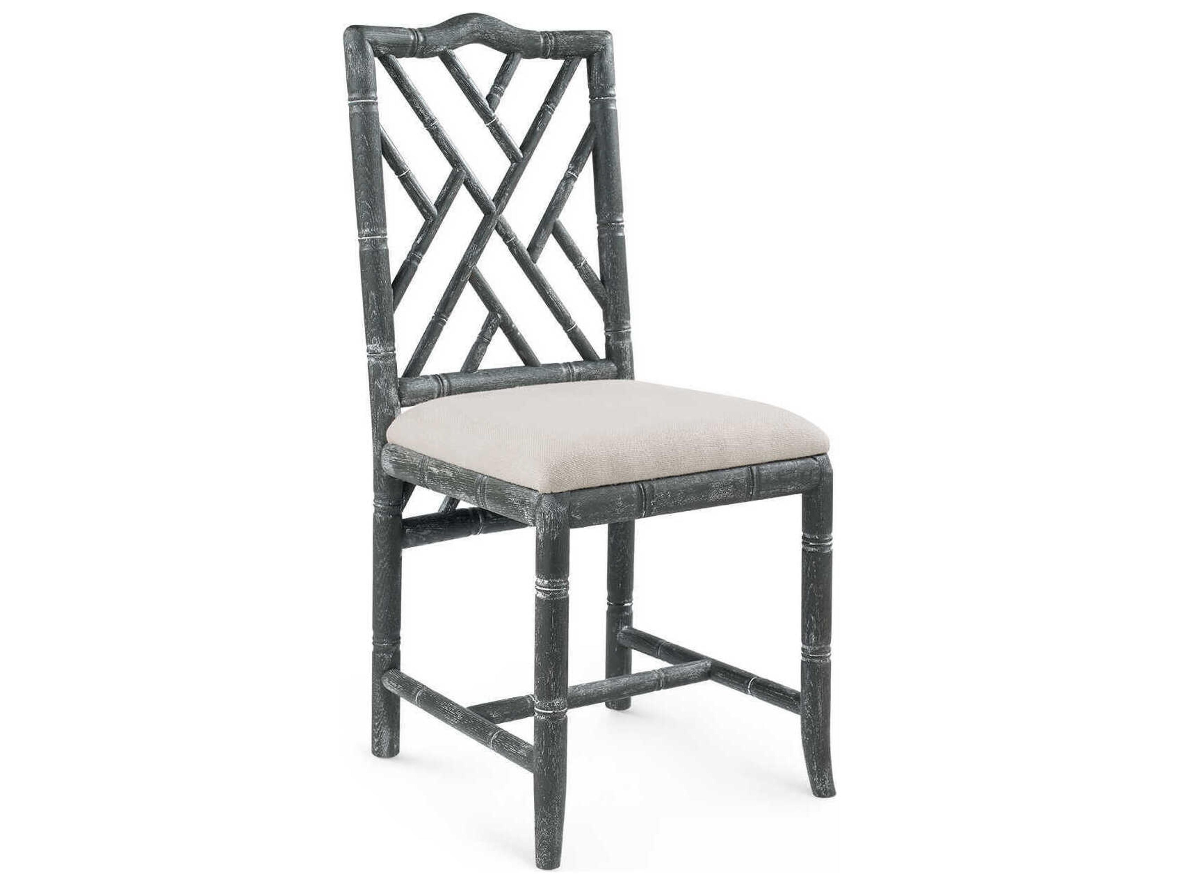 Oak Wood Gray Upholstered Side Dining Chair