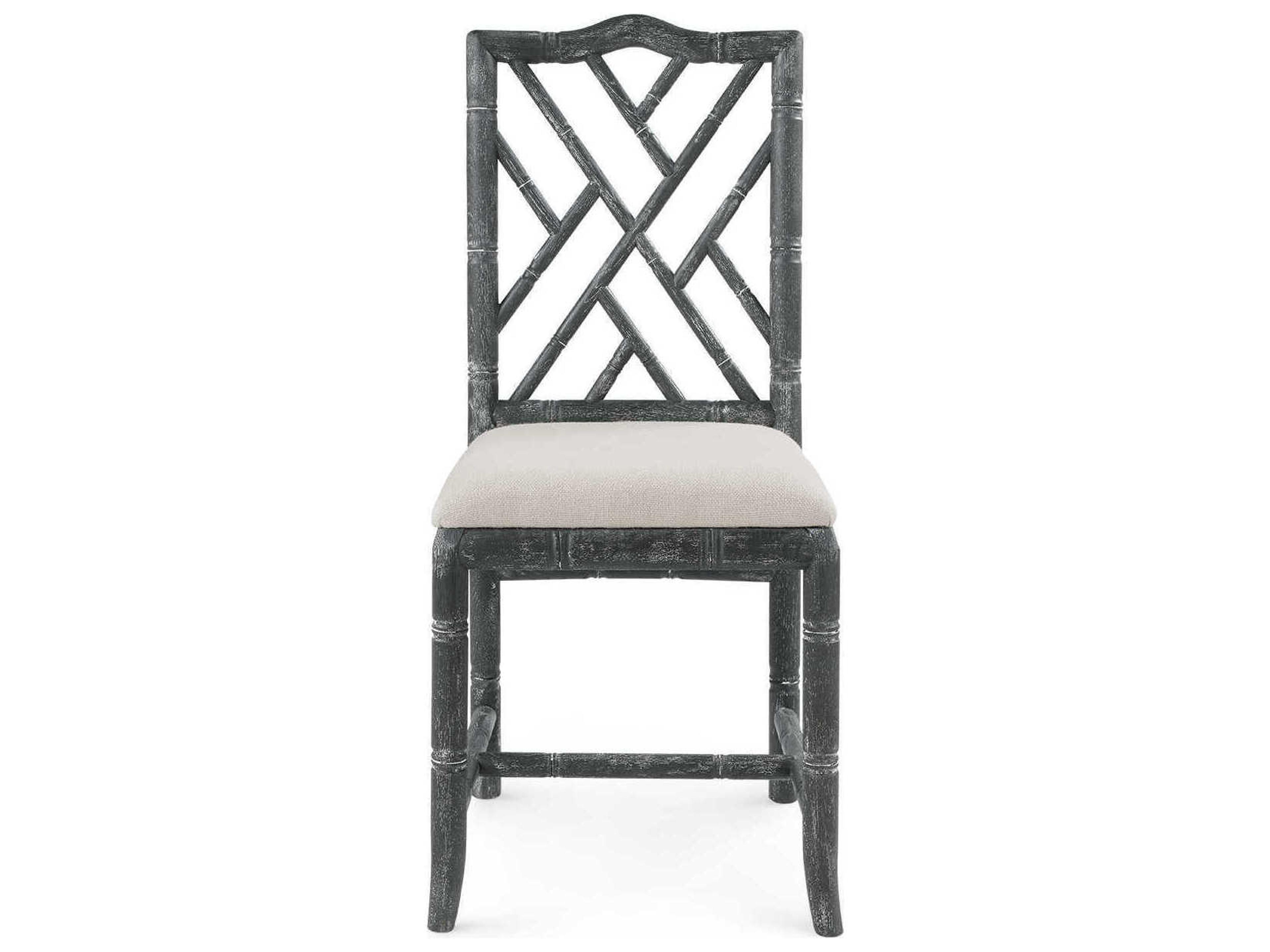 Villa & House Oak Wood Gray Upholstered Side Dining Chair