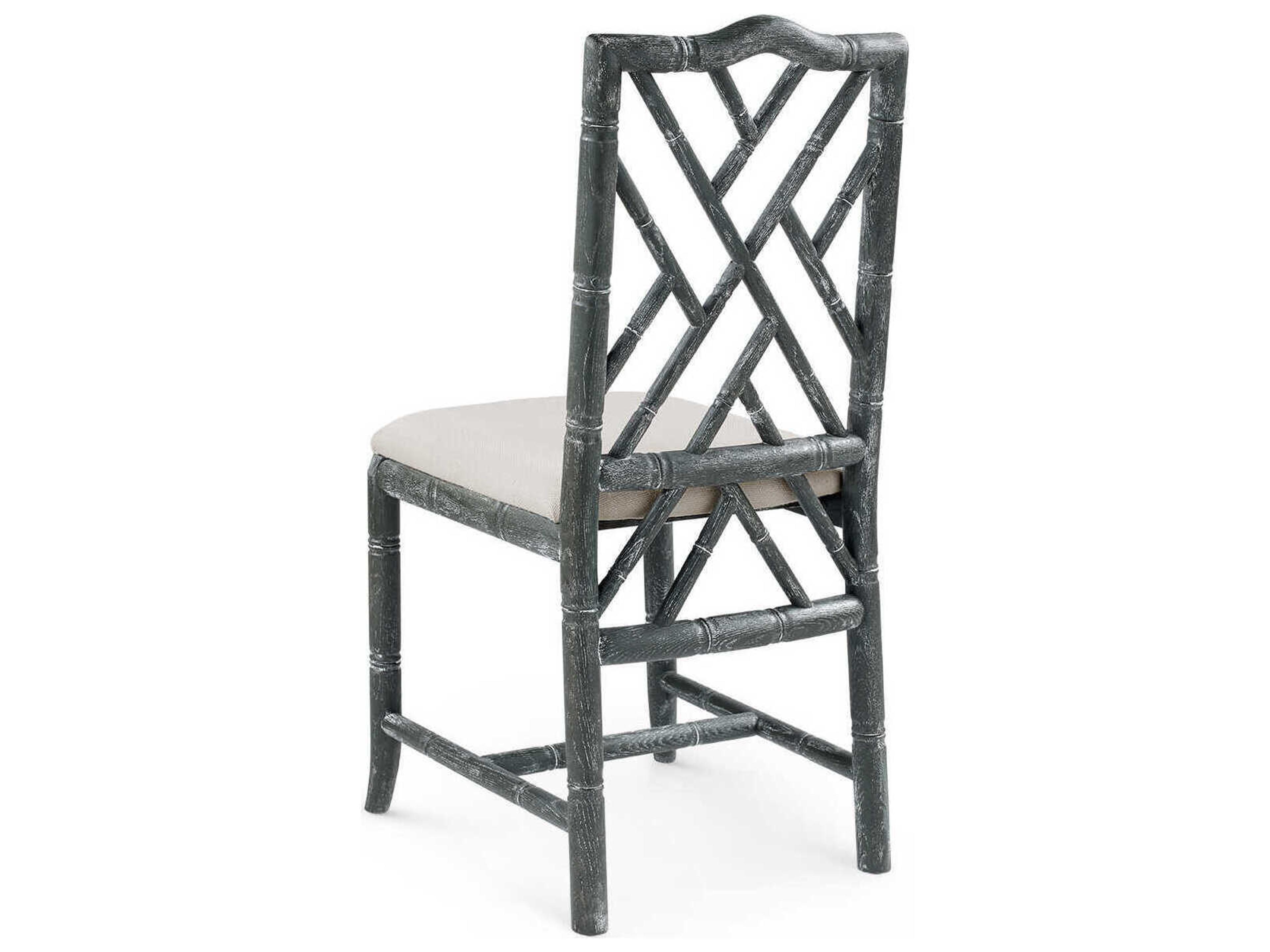 Villa & House Oak Wood Gray Upholstered Side Dining Chair