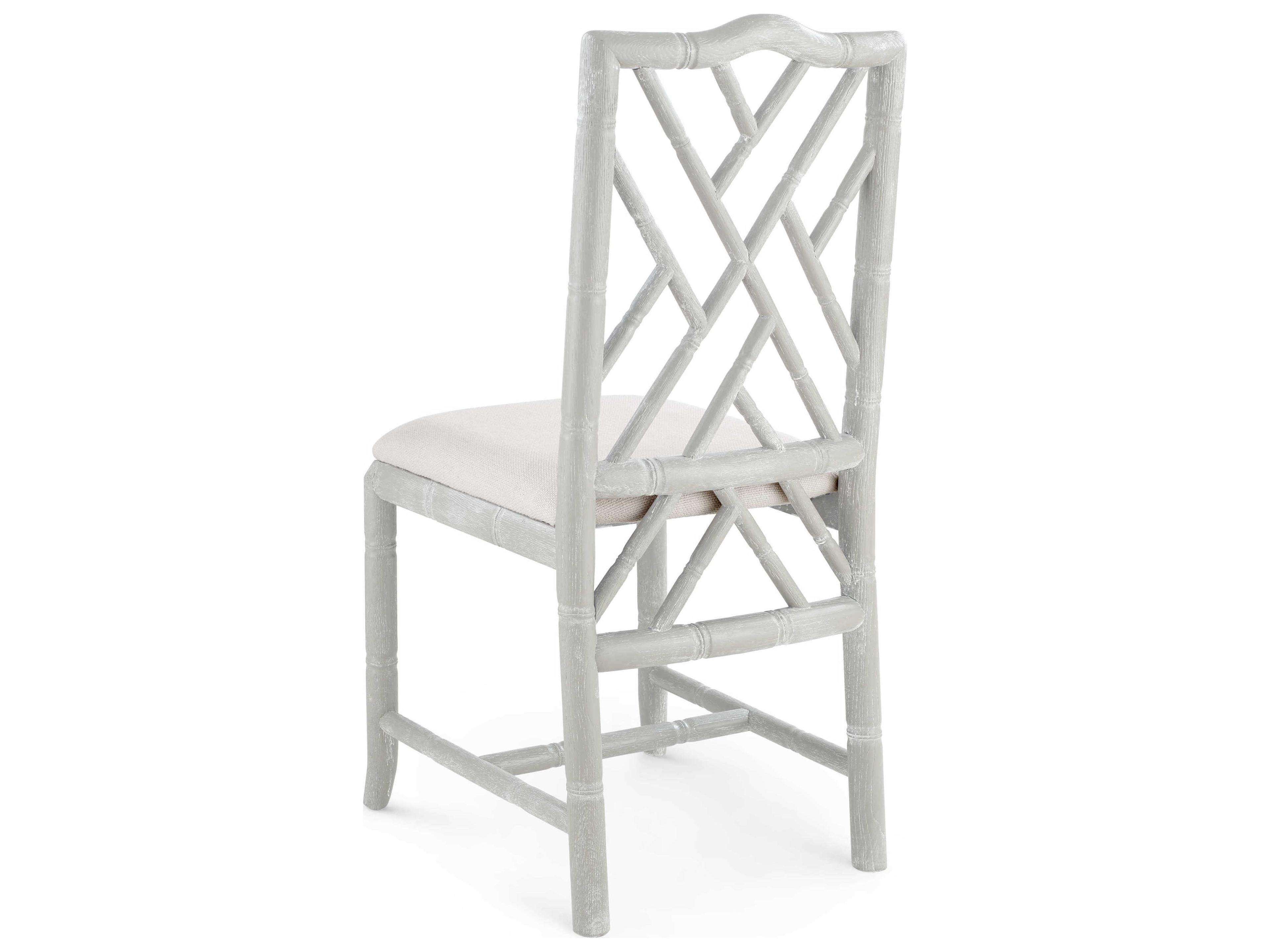 Villa & House Oak Wood Gray Upholstered Side Dining Chair