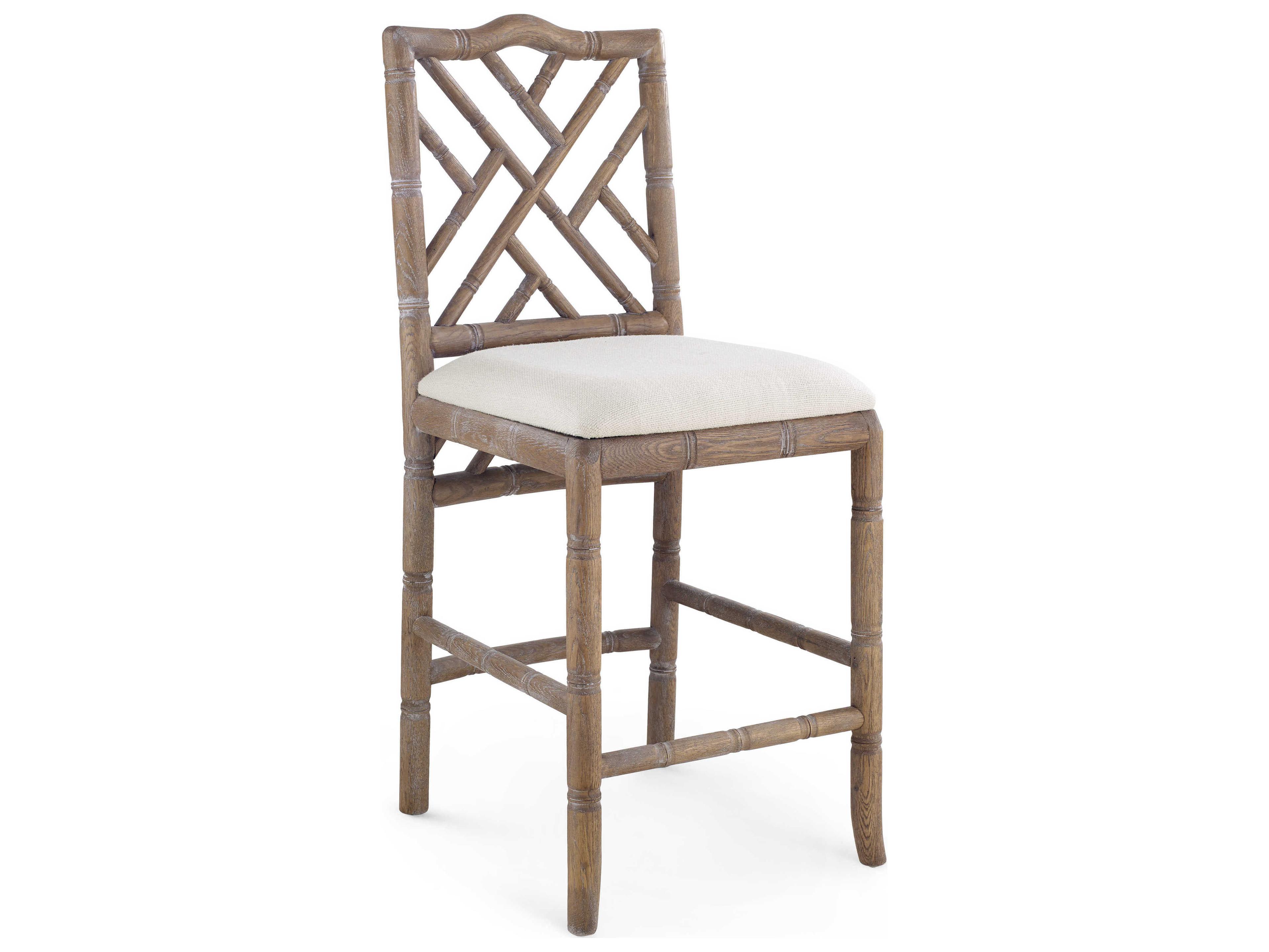 Upholstered Oak Wood Driftwood Counter Stool