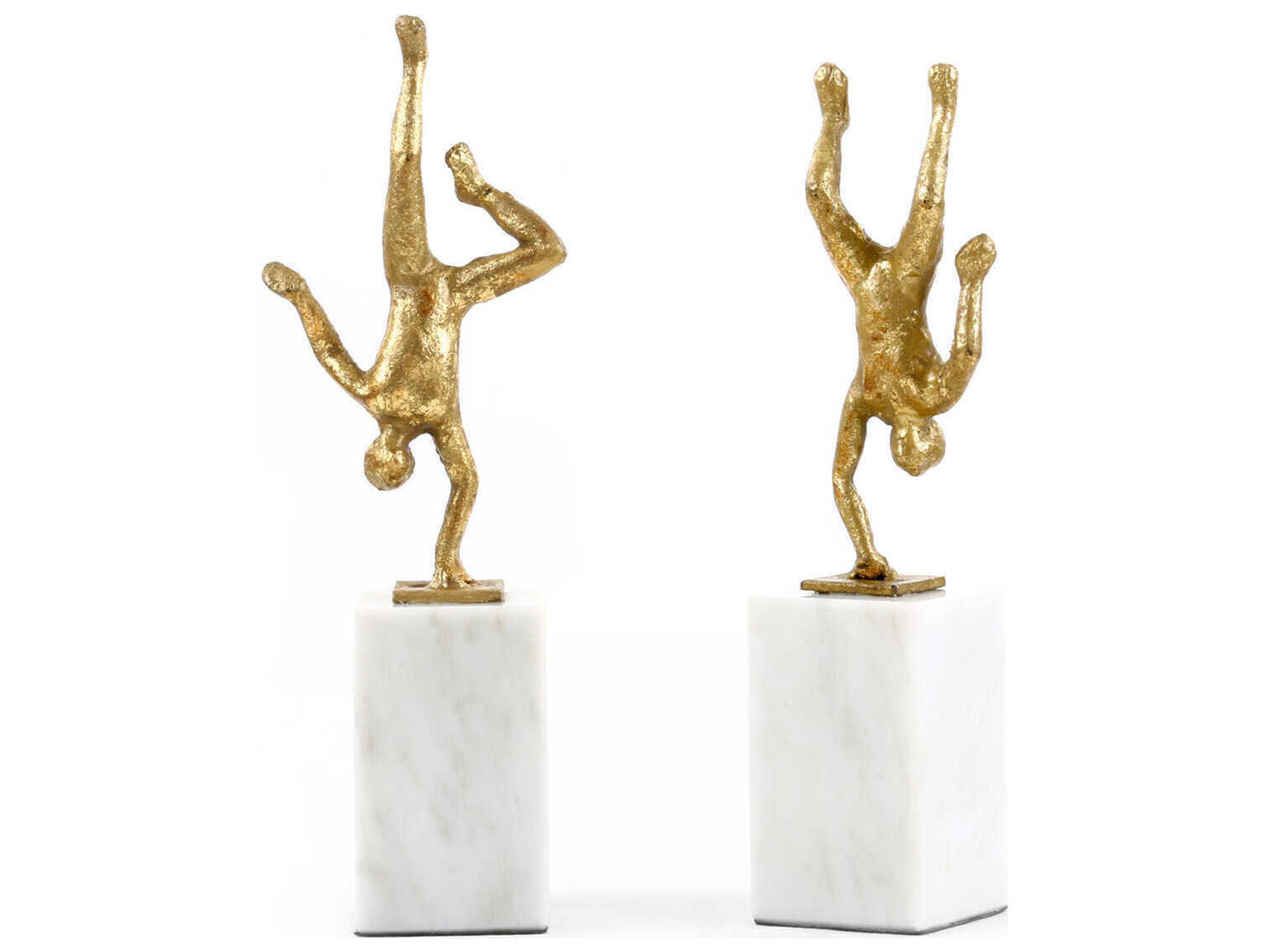 Villa & House Handstand Gold Leaf Sculpture Set of 2