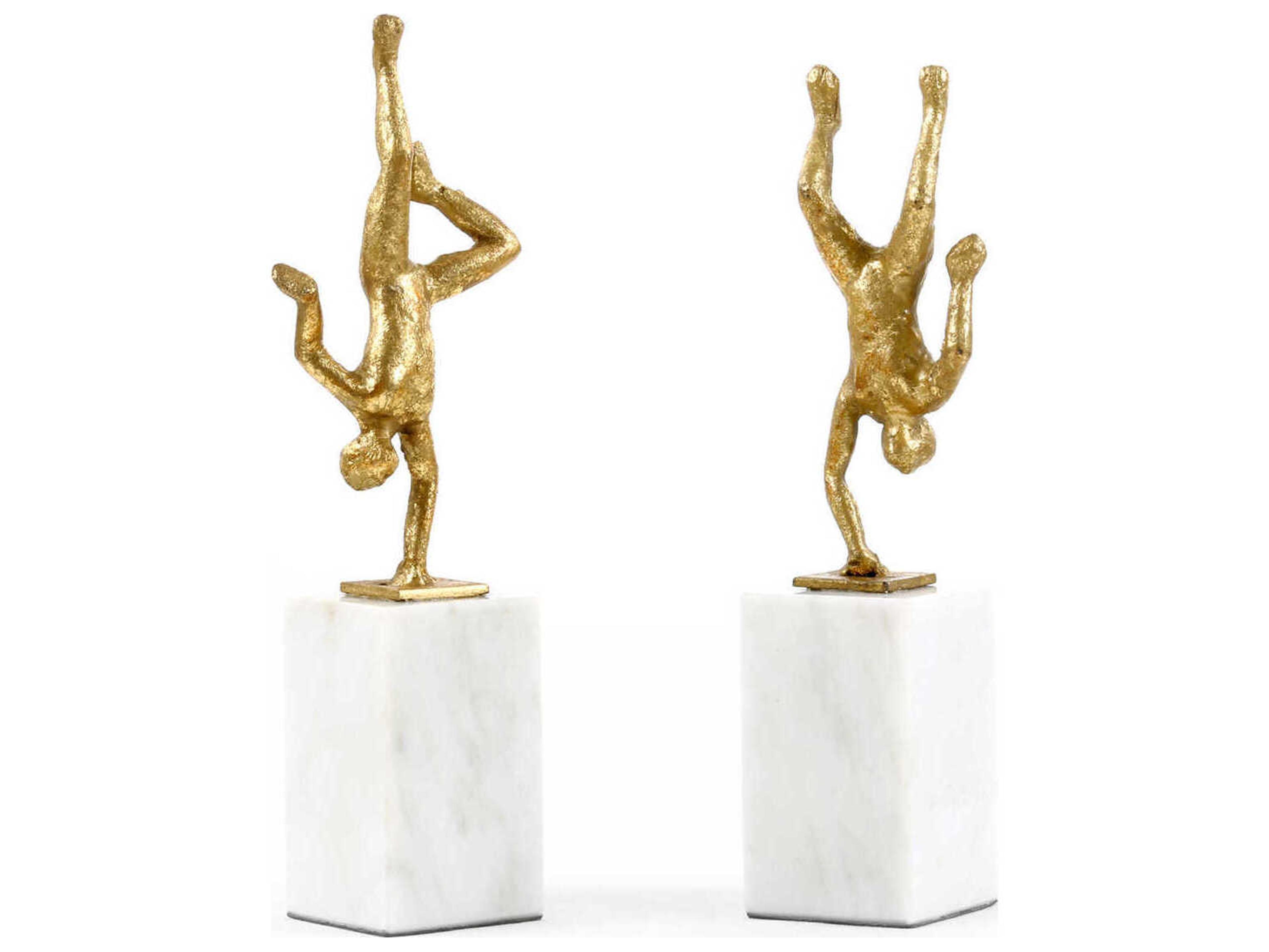 Villa & House Handstand Gold Leaf Sculpture Set of 2