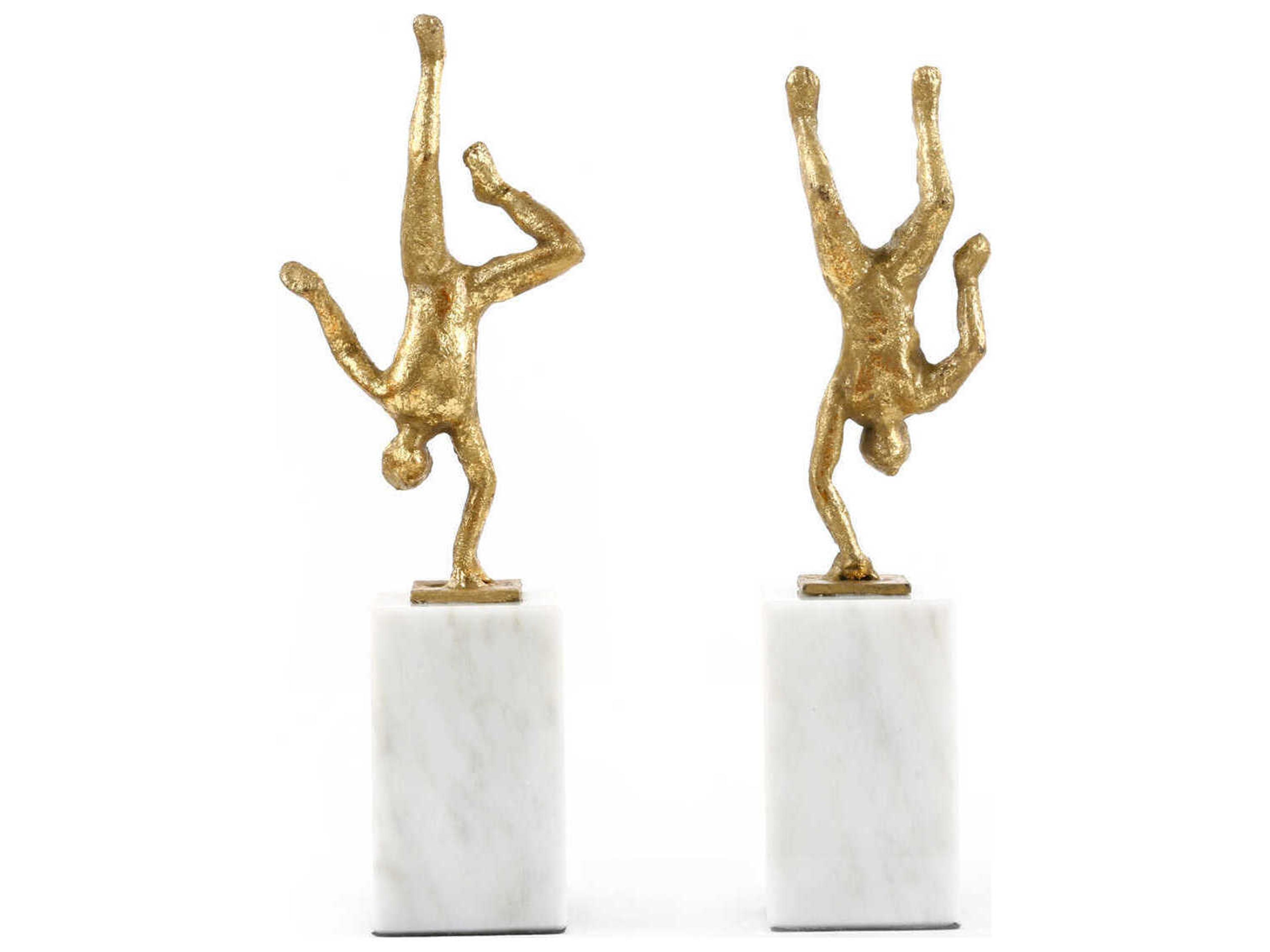 Villa & House Handstand Gold Leaf Sculpture Set of 2