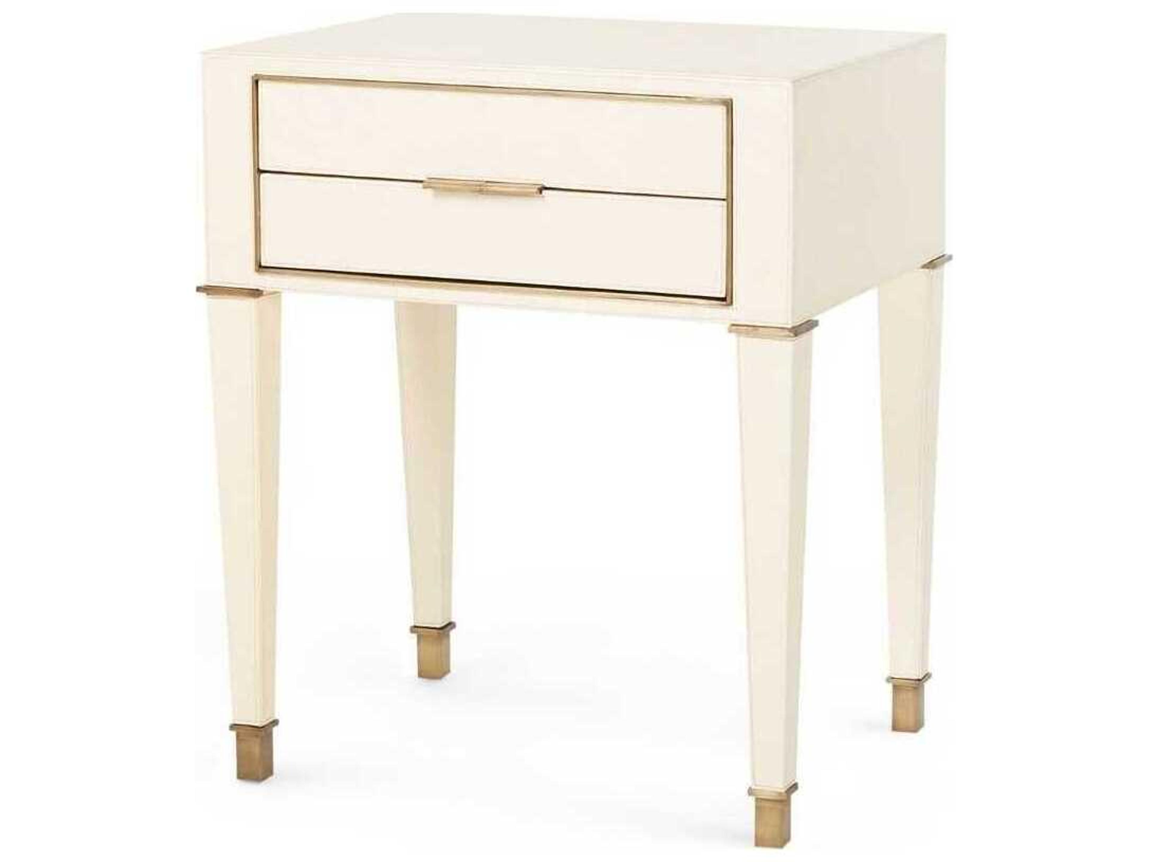 Villa & House Rectangular Ivory Leather End Table