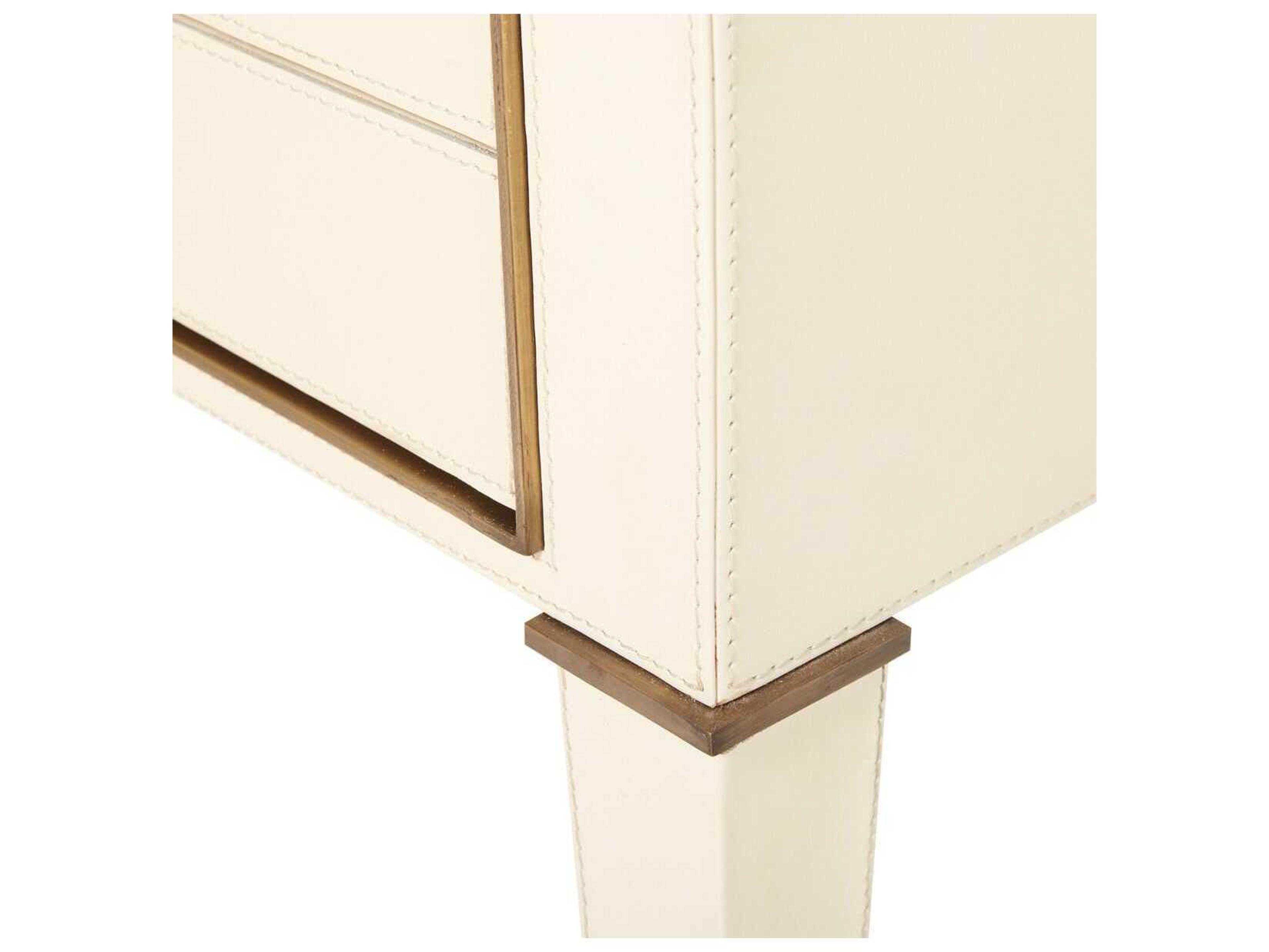 Villa & House Rectangular Ivory Leather End Table