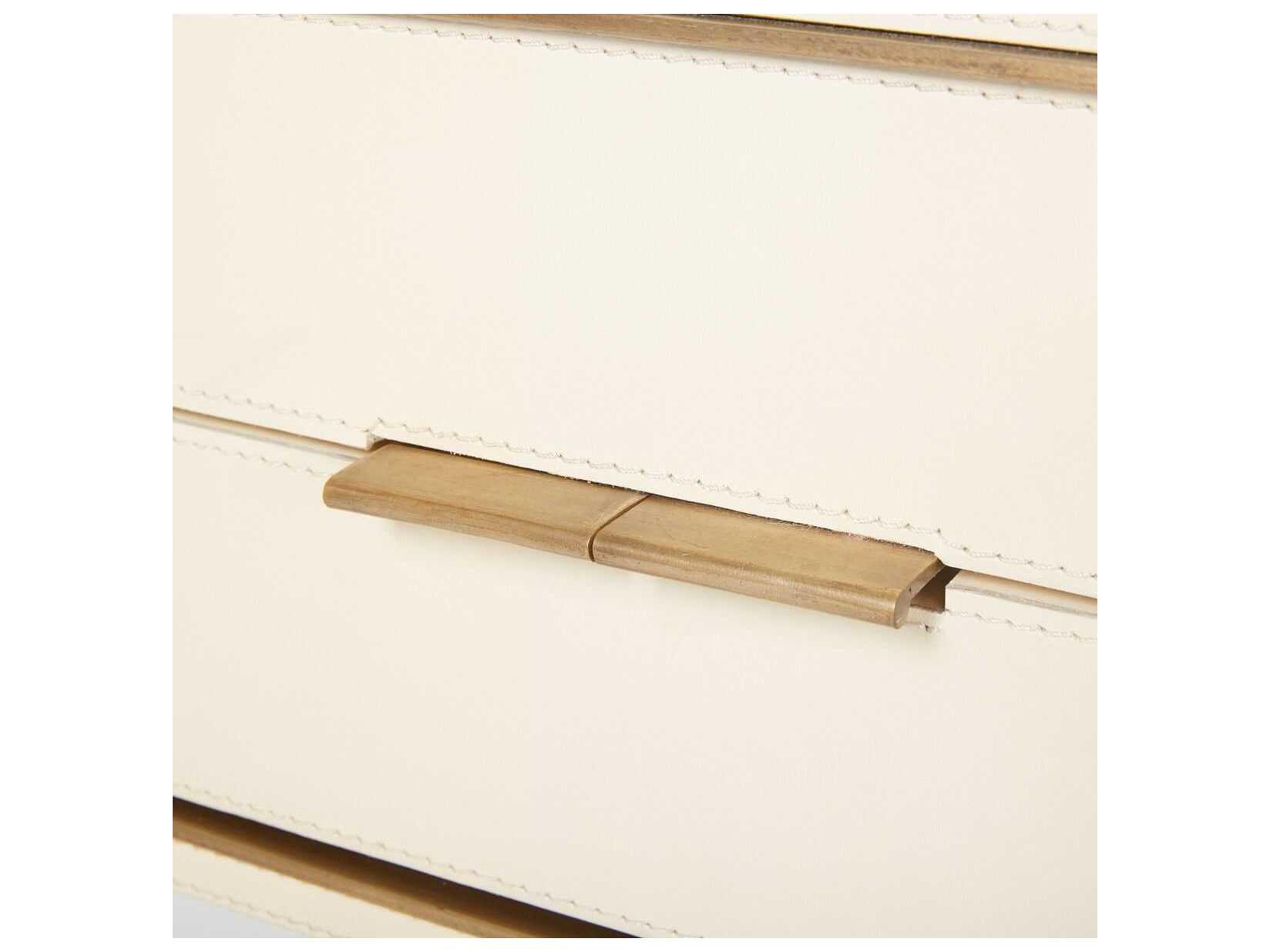 Villa & House Rectangular Ivory Leather End Table