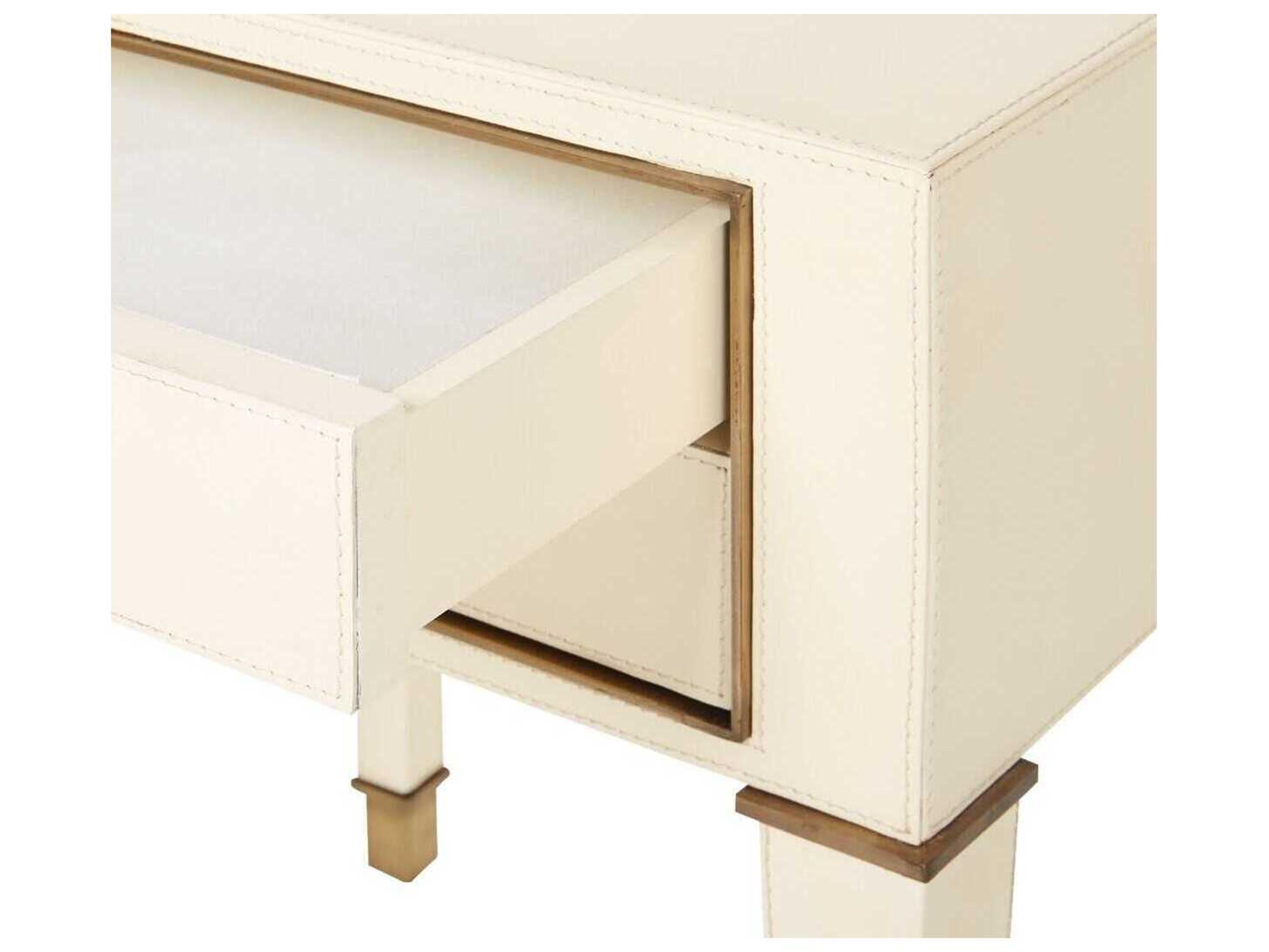 Villa & House Rectangular Ivory Leather End Table