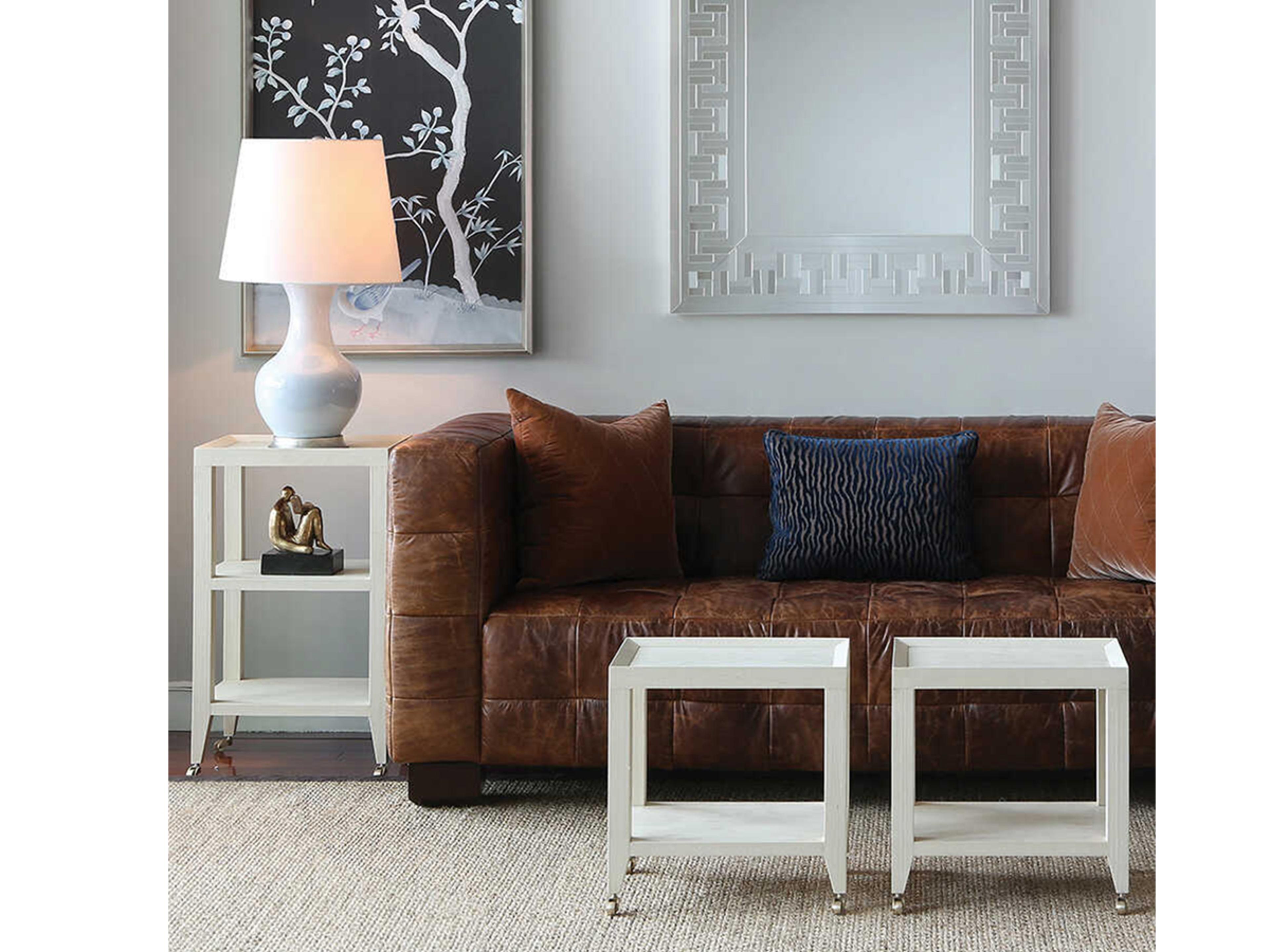 Villa & House Rectangular Wood Canvas Cream End Table