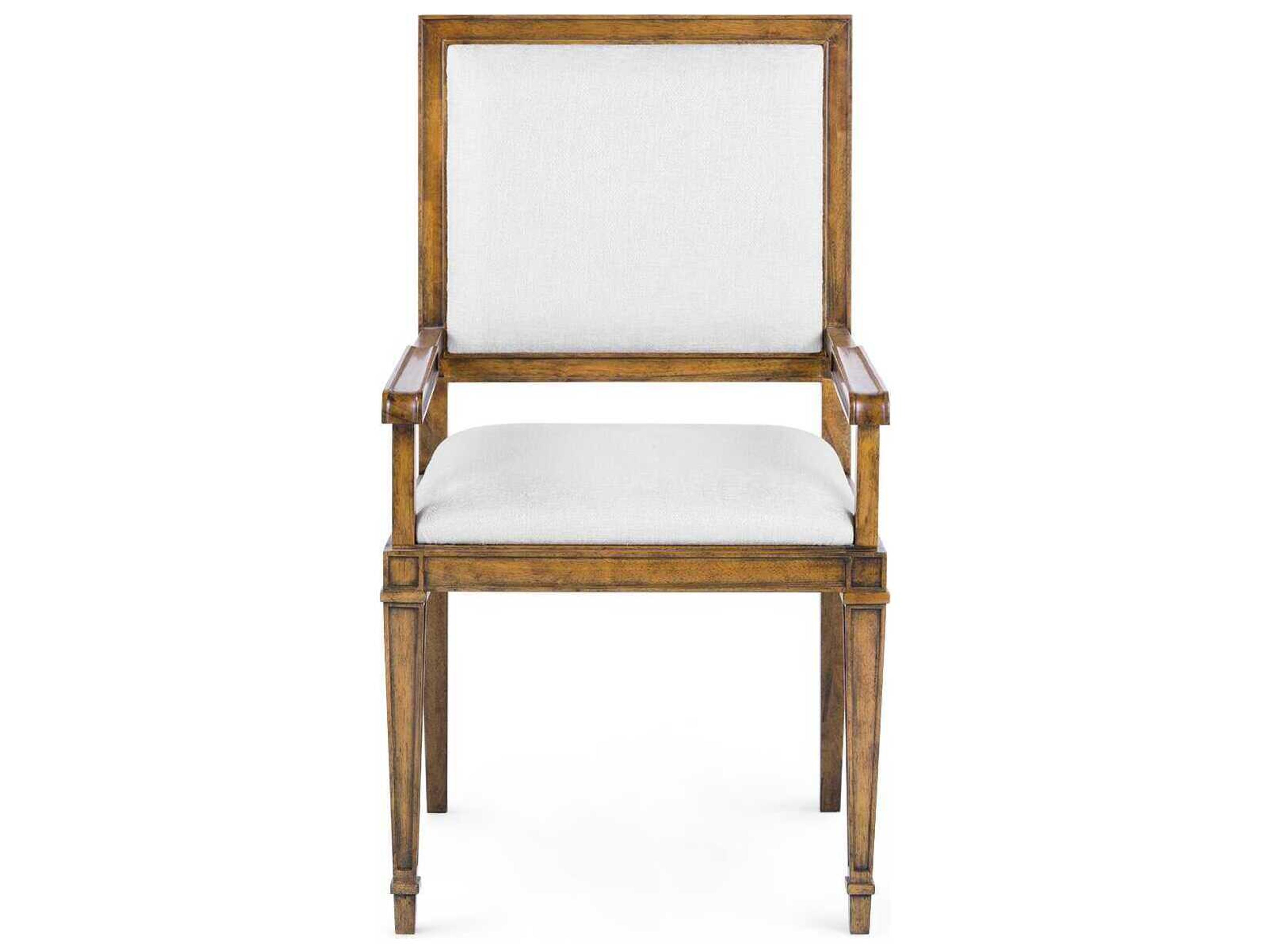 Villa & House Jackson Rubberwood Brown Upholstered Arm Dining Chair