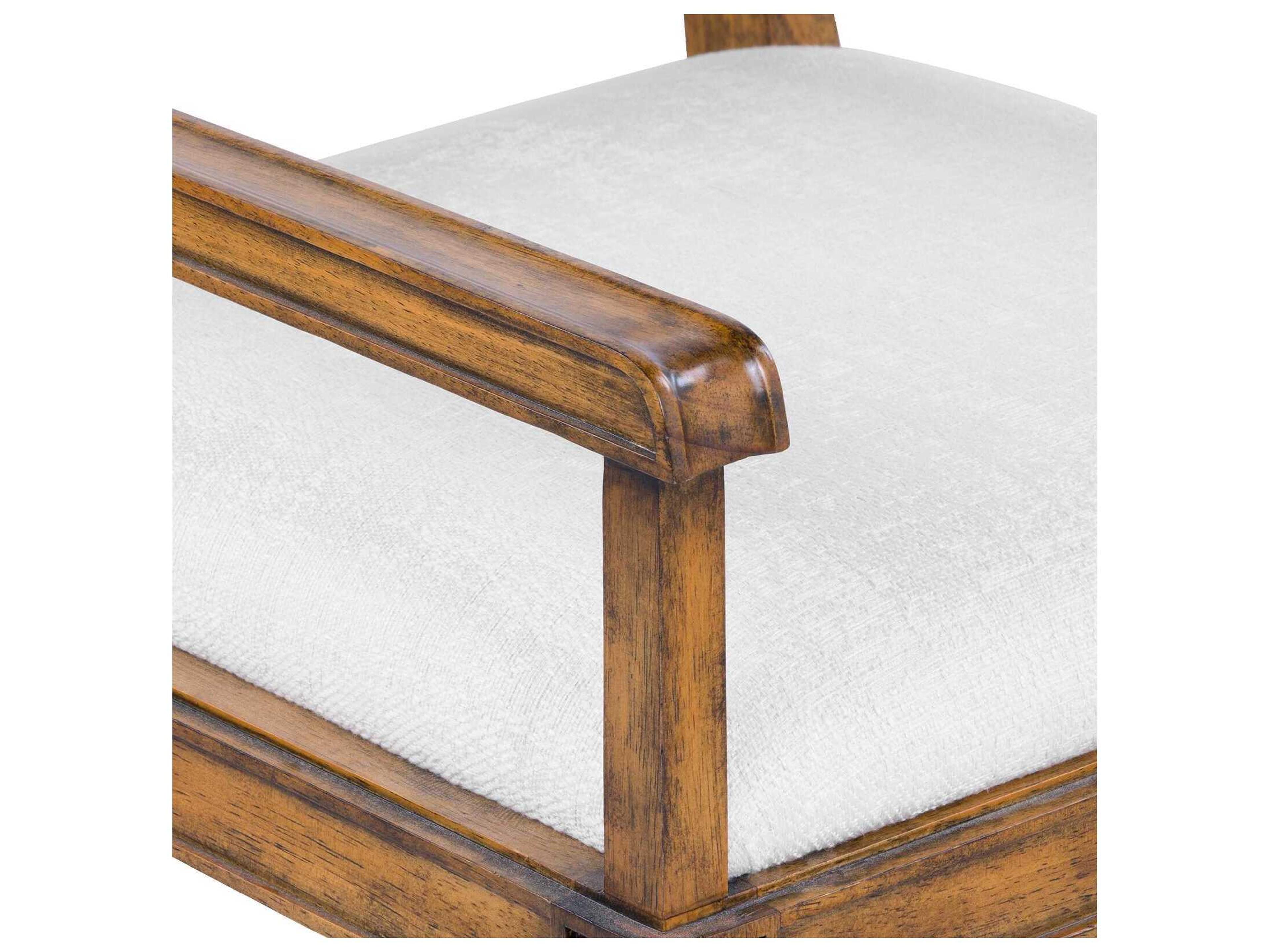 Villa & House Jackson Rubberwood Brown Upholstered Arm Dining Chair