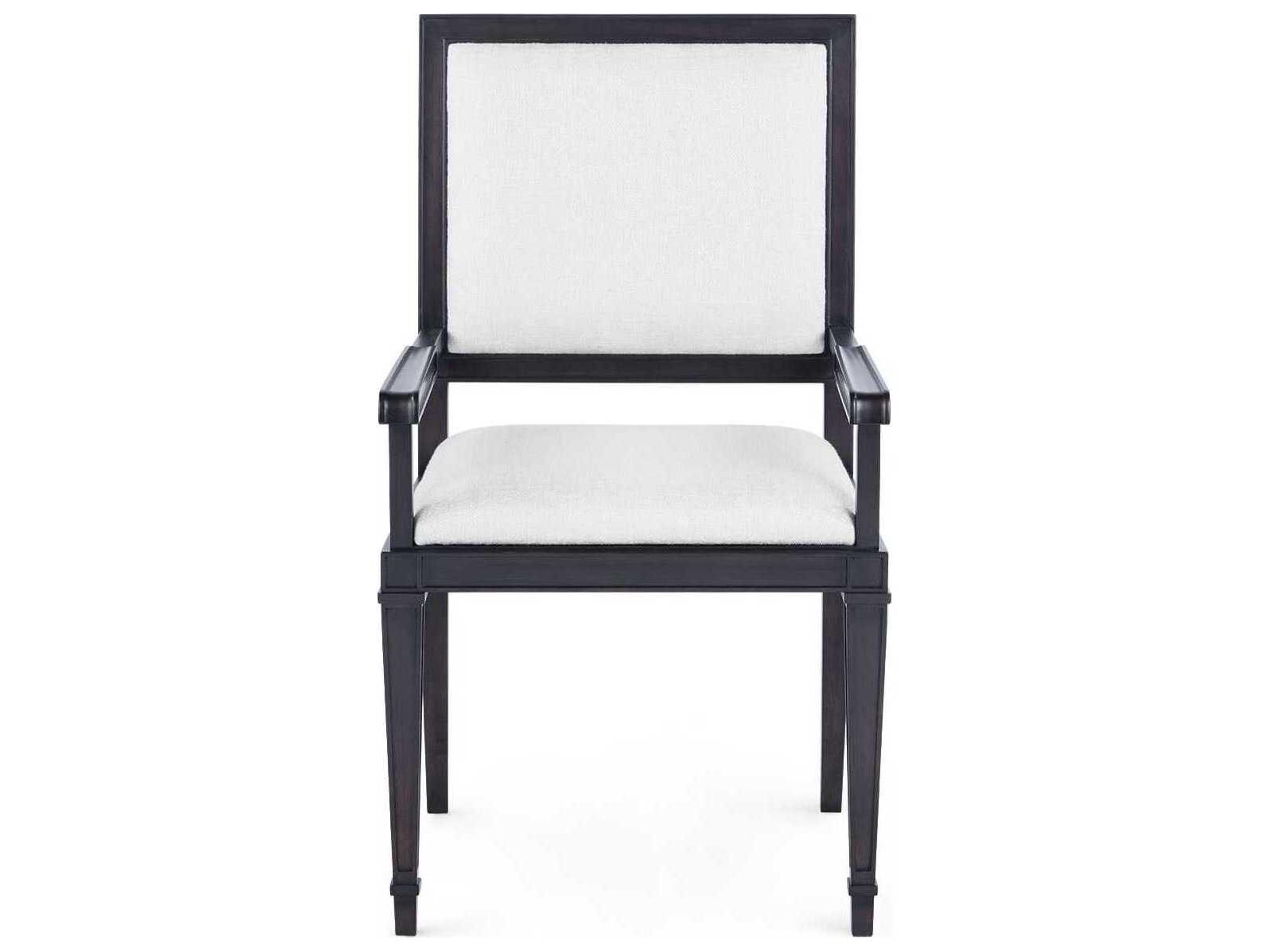 Villa & House Jackson Rubberwood Black Upholstered Arm Dining Chair