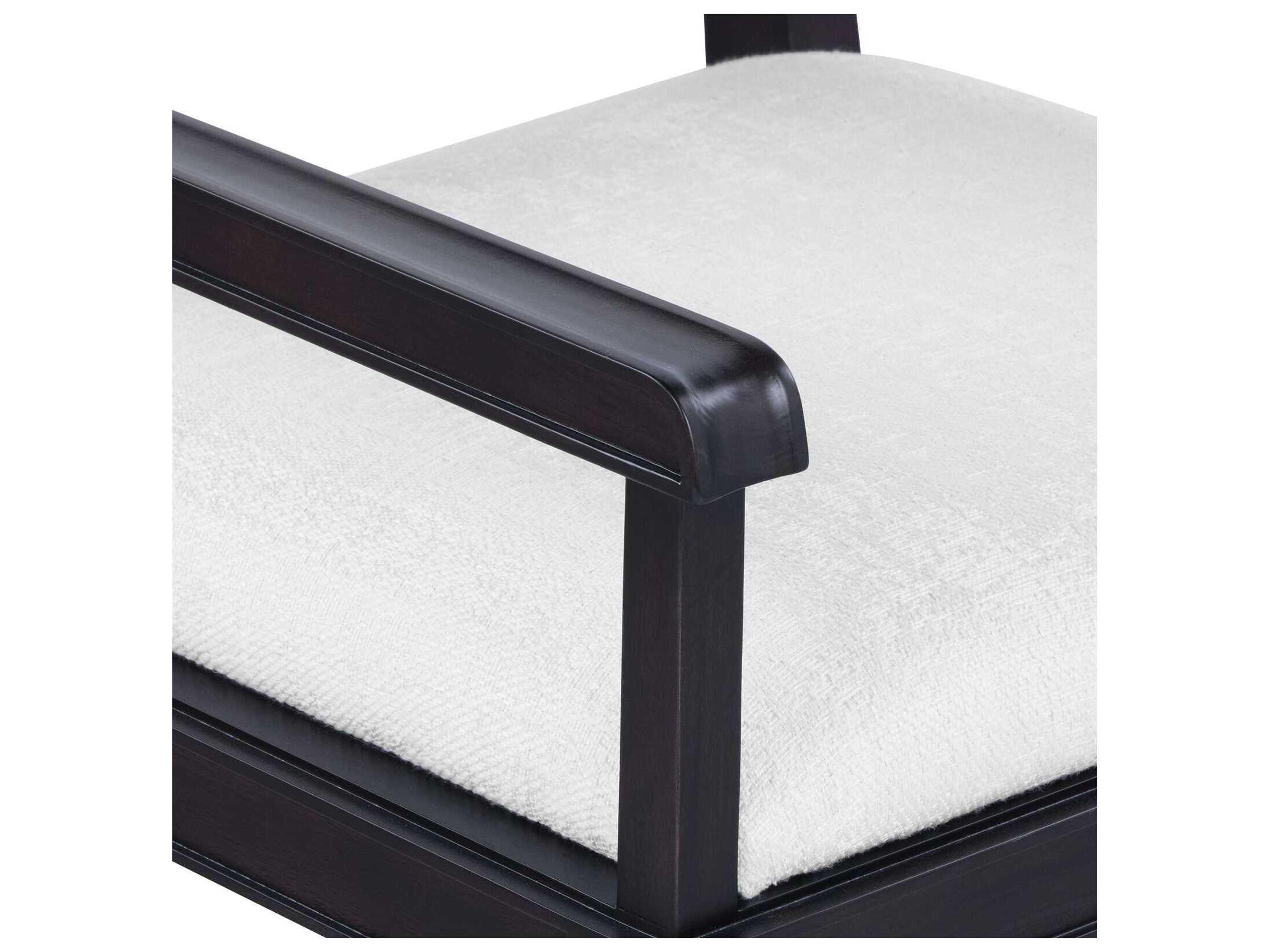 Villa & House Jackson Rubberwood Black Upholstered Arm Dining Chair