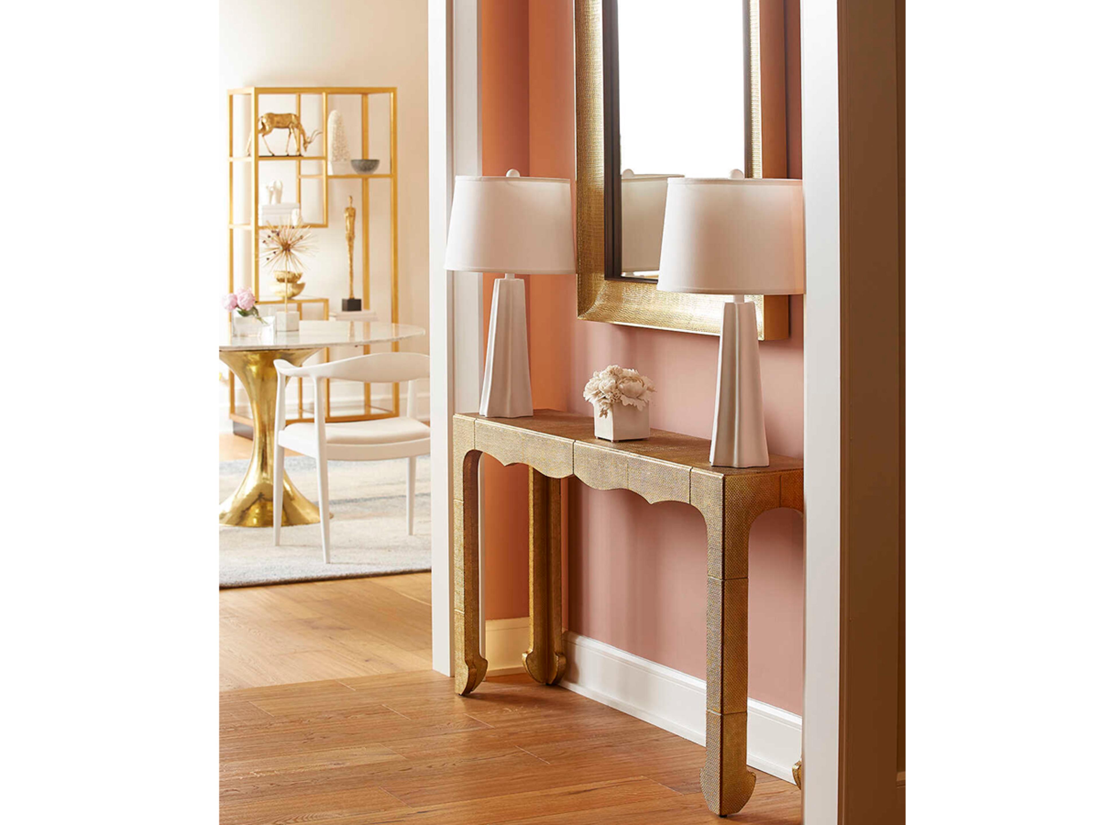 Villa & House Rectangular Metal Light Antique Brass Console Table