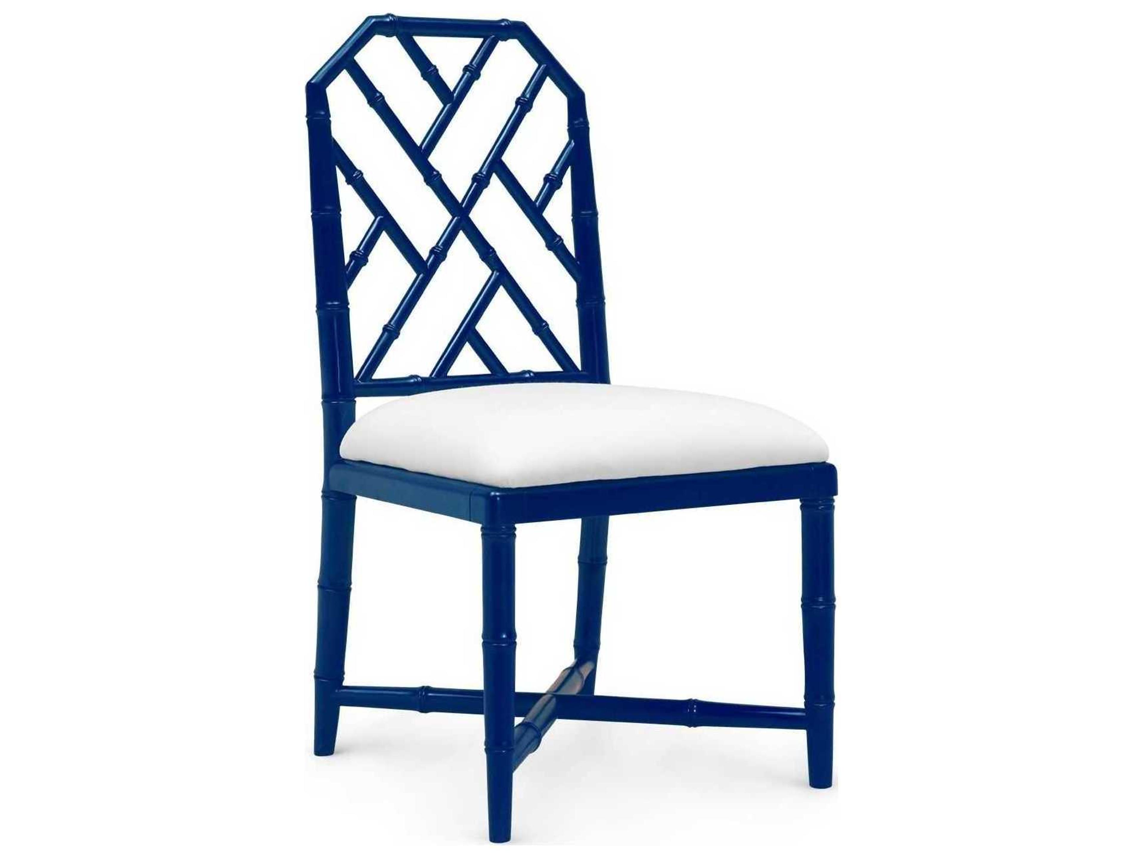 Jardin Mahogany Wood Blue Upholstered Side Dining Chair