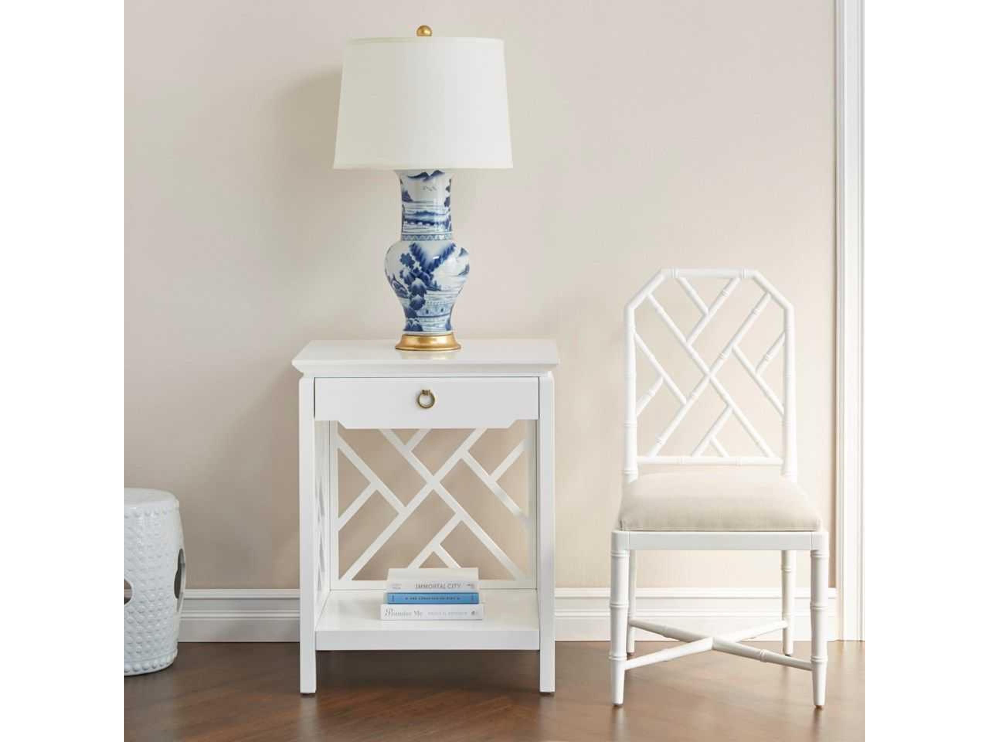 Villa & House Jardin Mahogany Wood White Upholstered Side Dining Chair