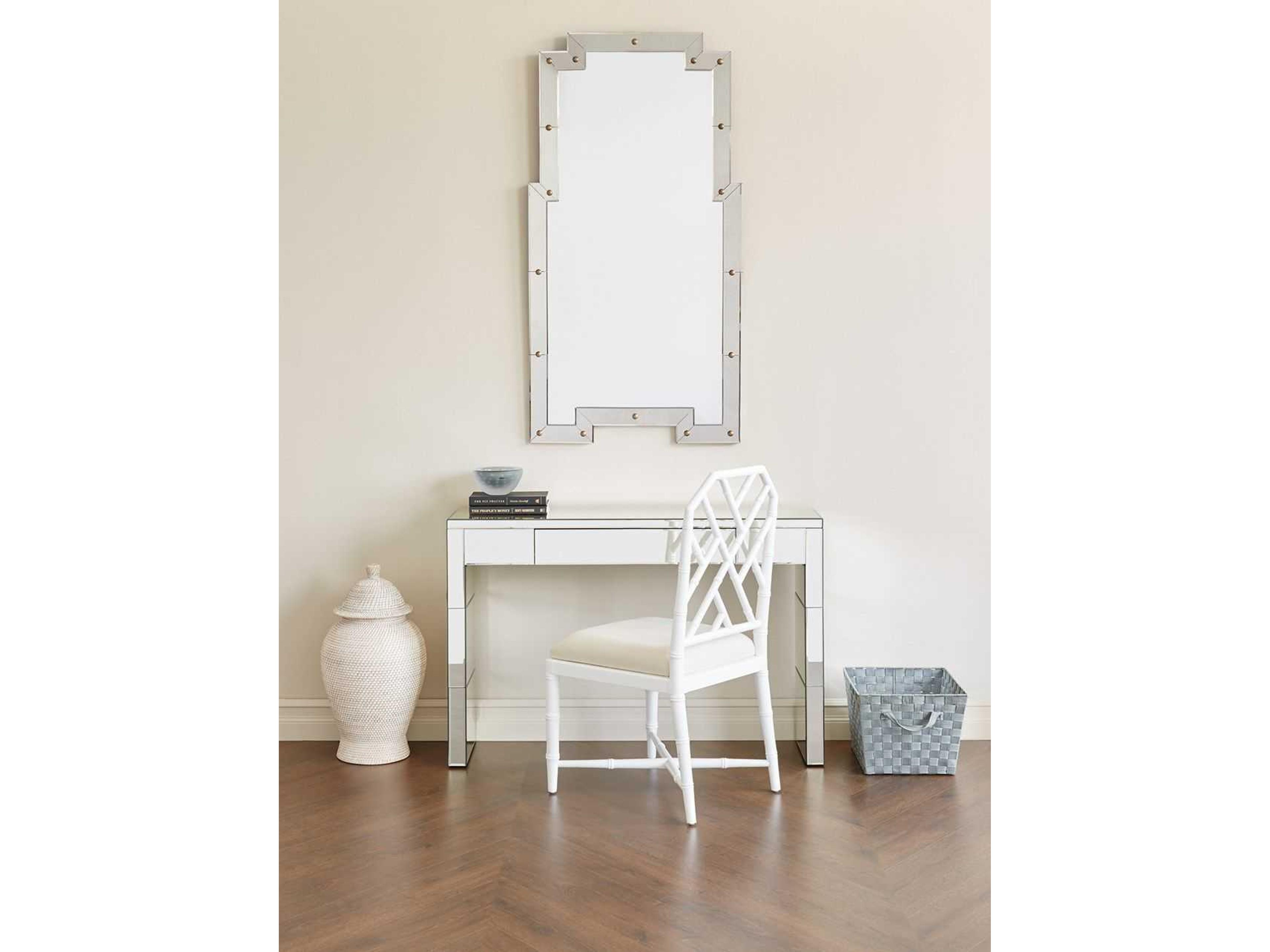 Villa & House Jardin Mahogany Wood White Upholstered Side Dining Chair