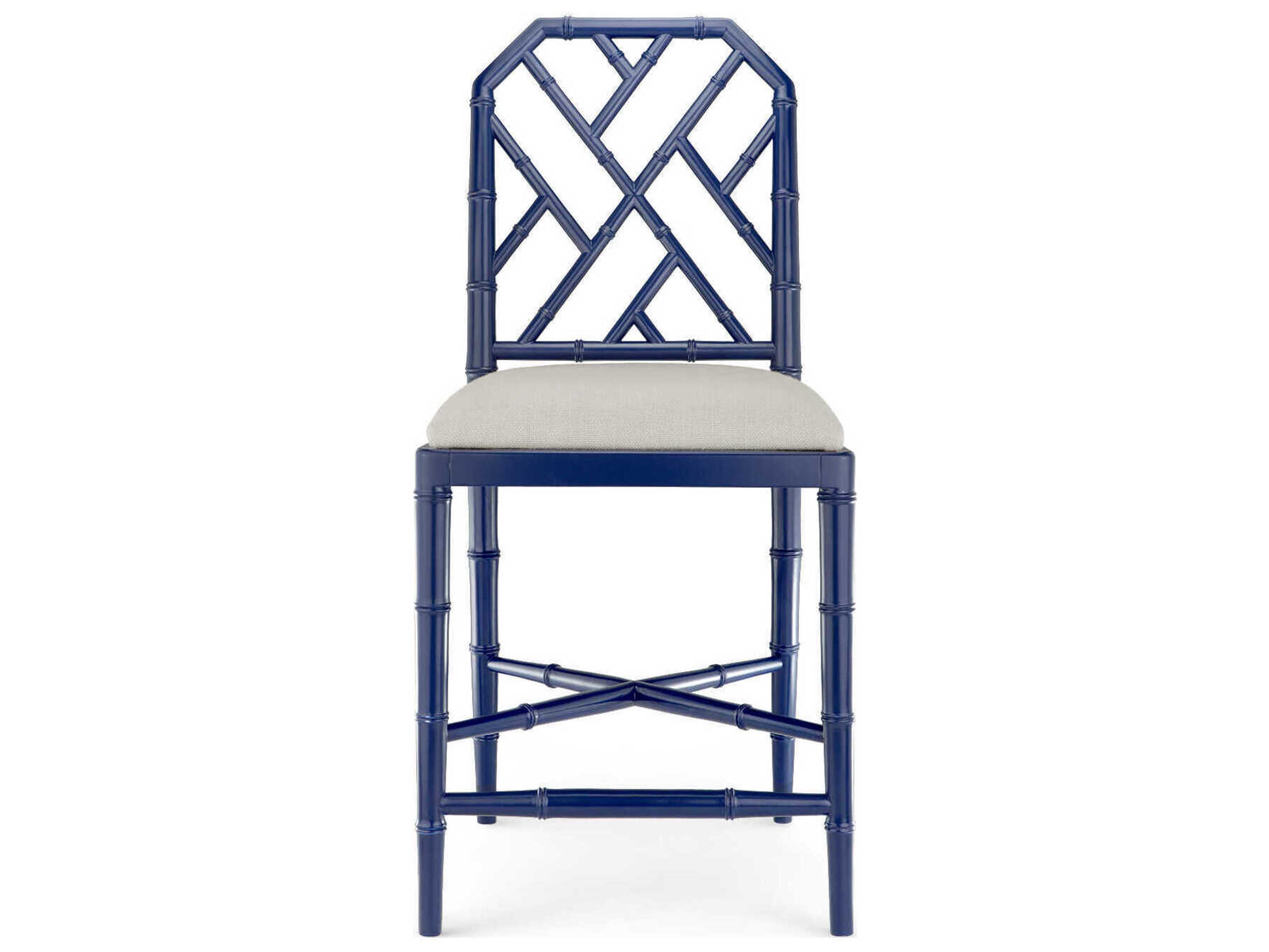 Villa & House Upholstered Mahogany Wood Deep Sea Blue Counter Stool