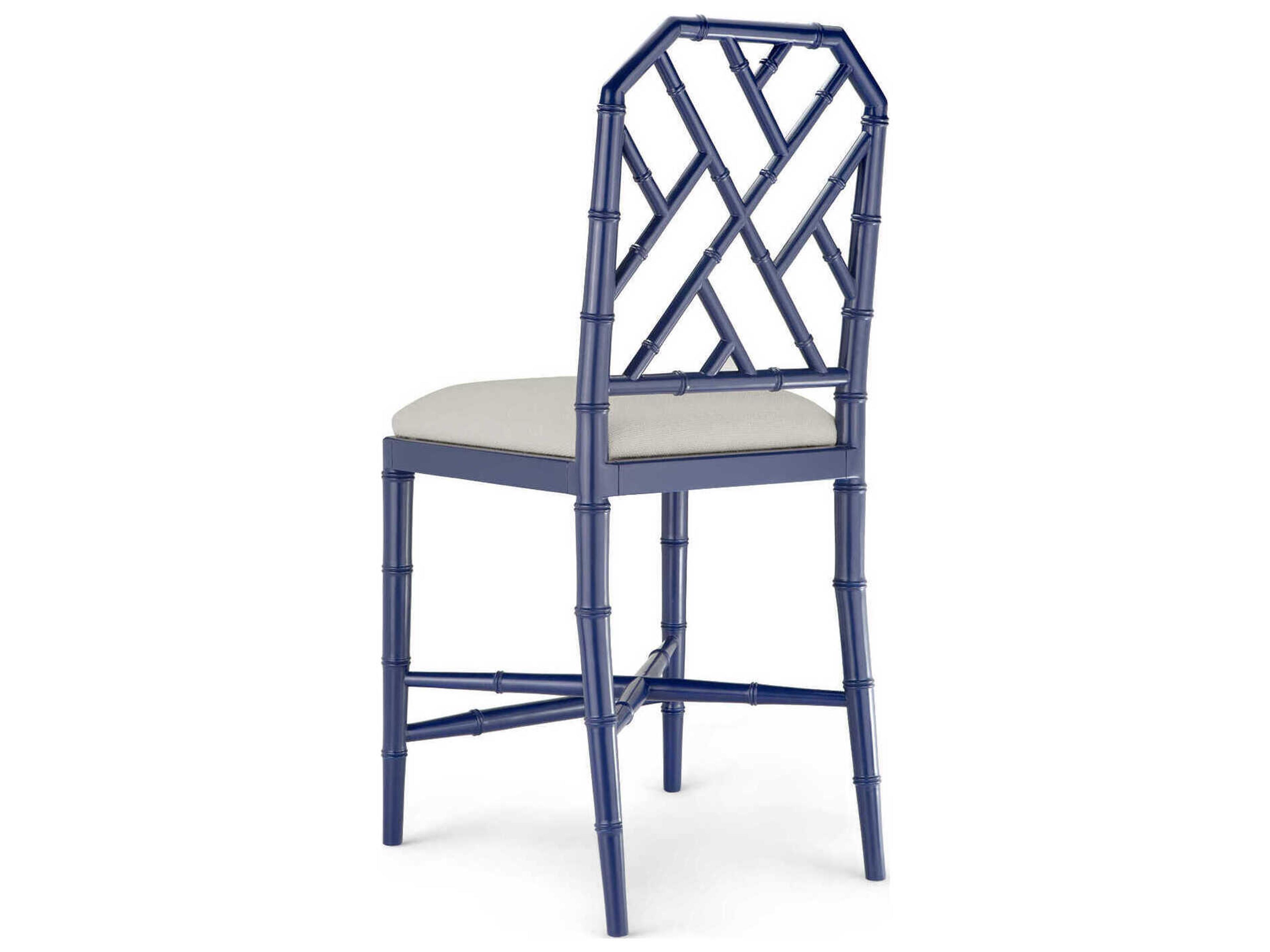 Villa & House Upholstered Mahogany Wood Deep Sea Blue Counter Stool