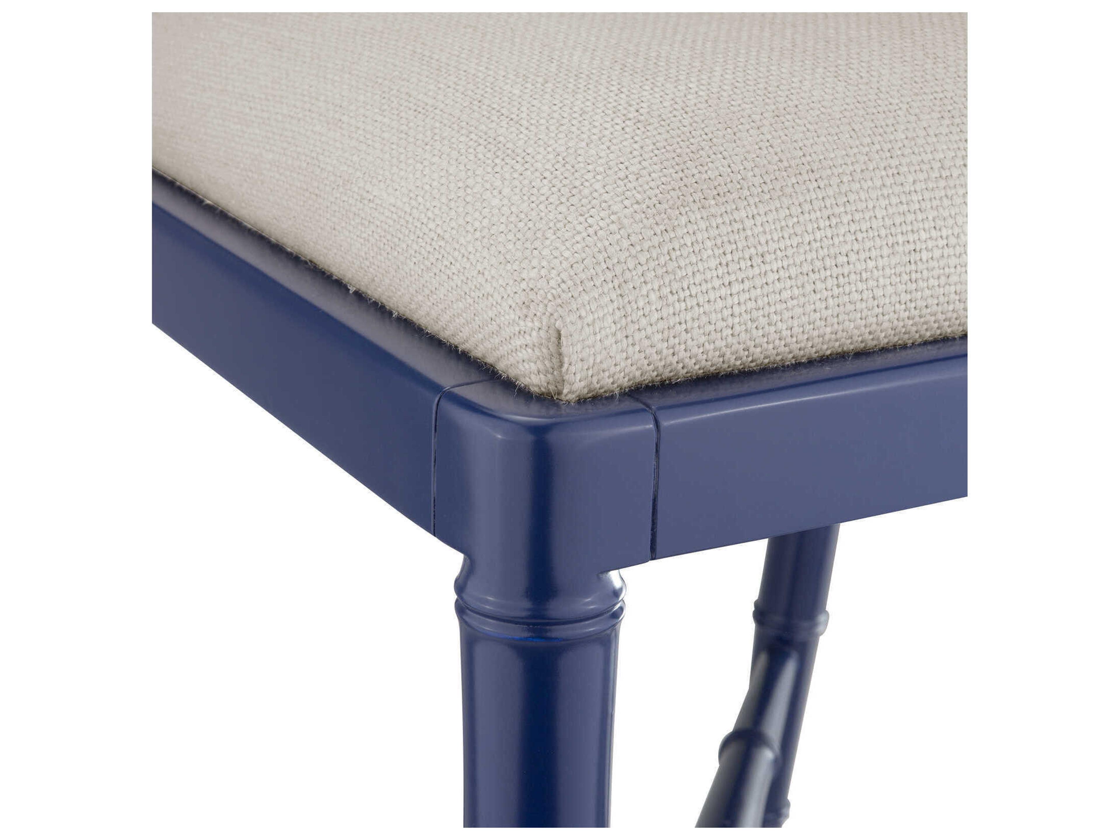 Villa & House Upholstered Mahogany Wood Deep Sea Blue Counter Stool