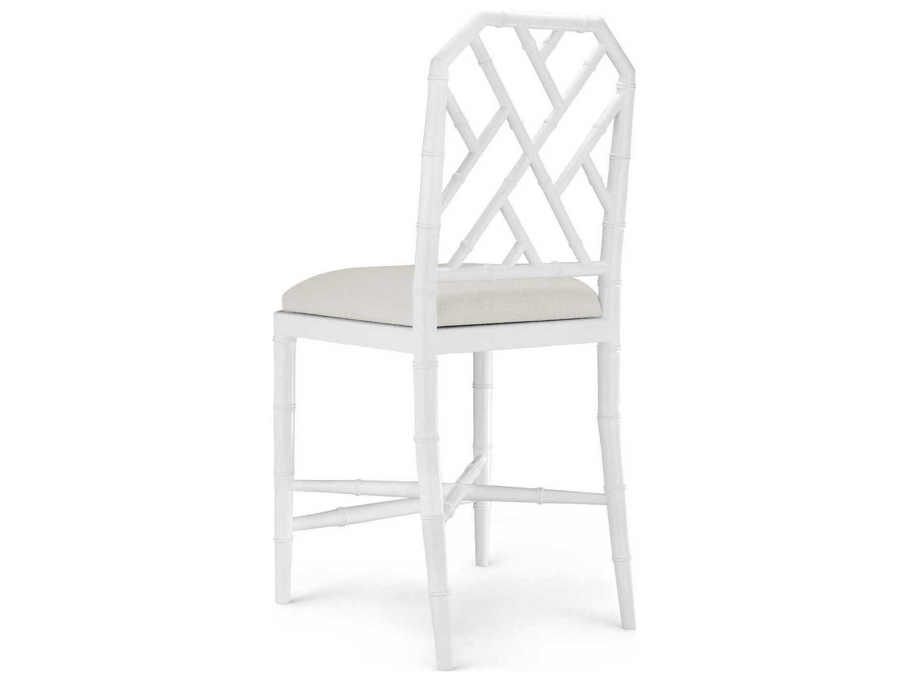 Villa & House Upholstered Mahogany Wood Eggshell White Counter Stool