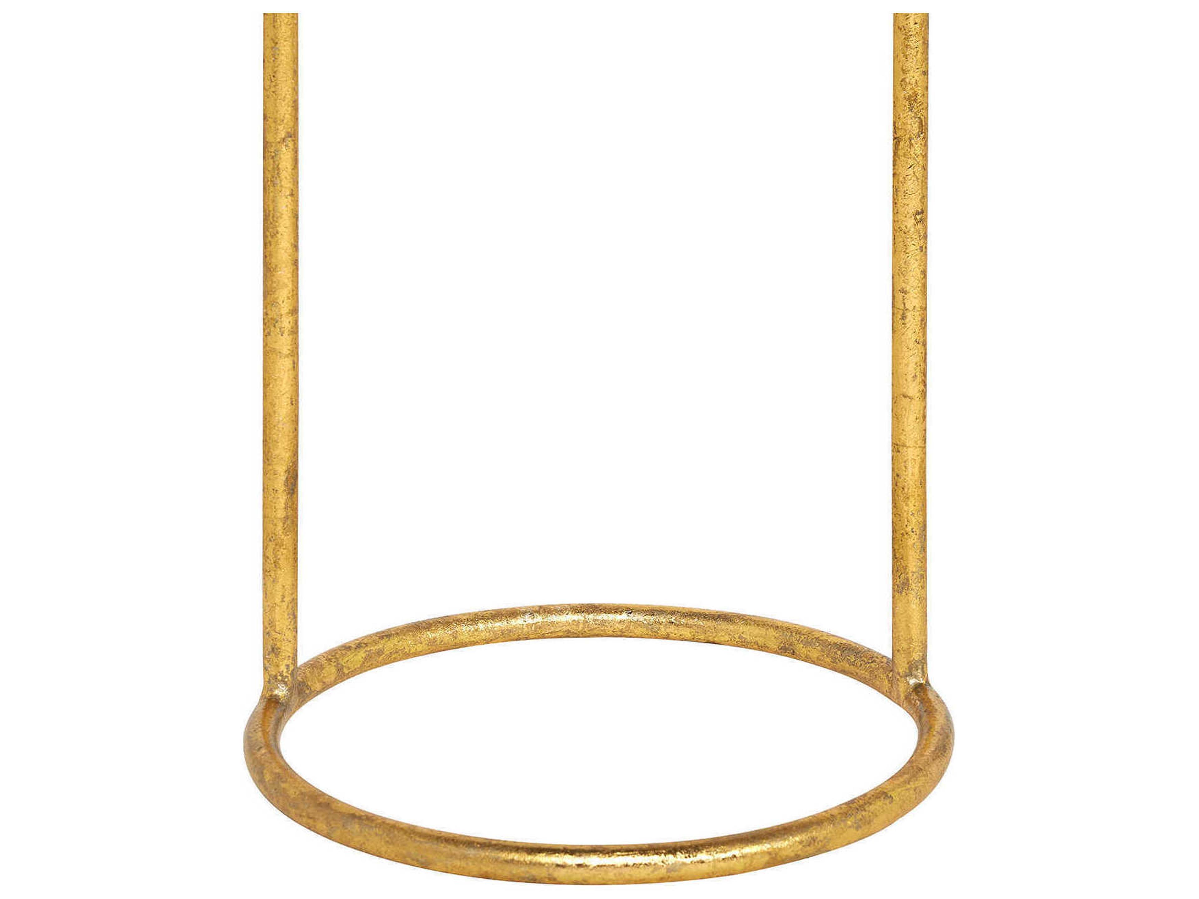 Villa & House Round Marble Natural Gold Leaf End Table