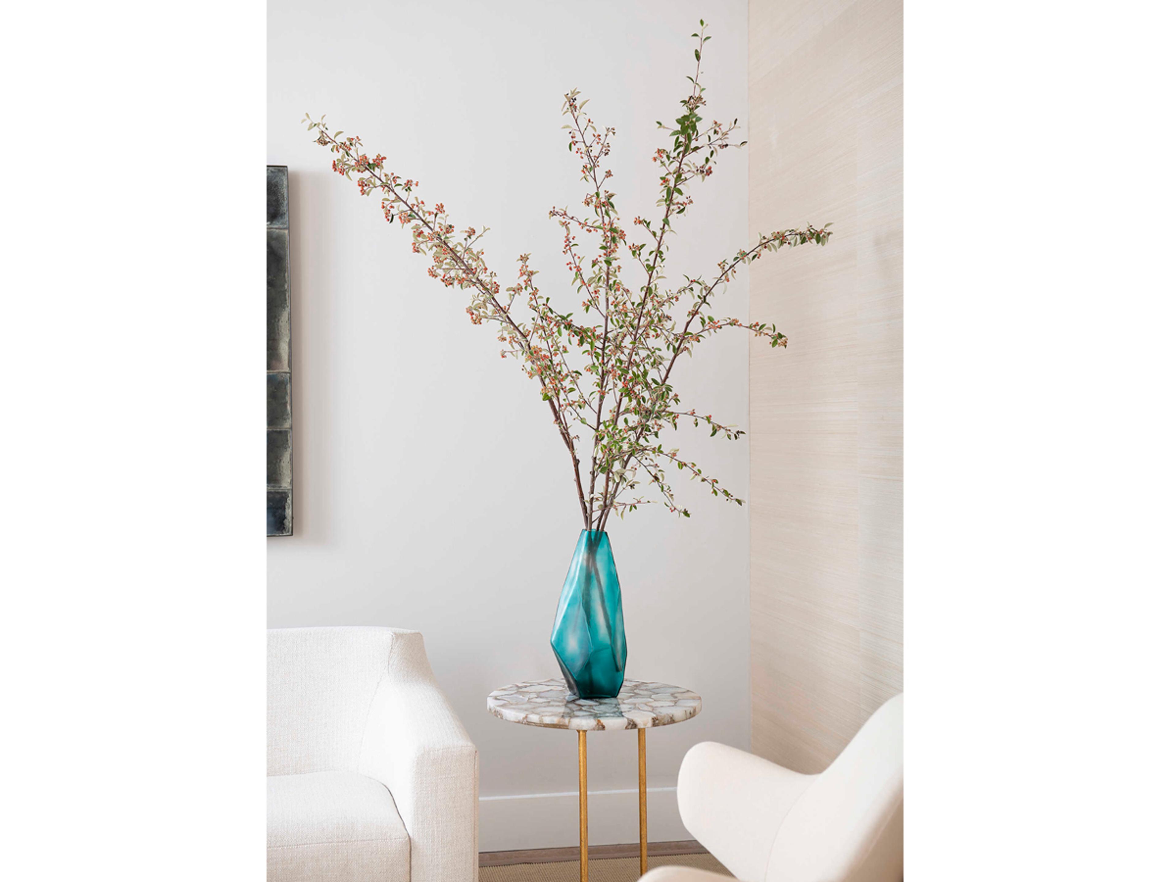 Villa & House Round Marble Natural Gold Leaf End Table