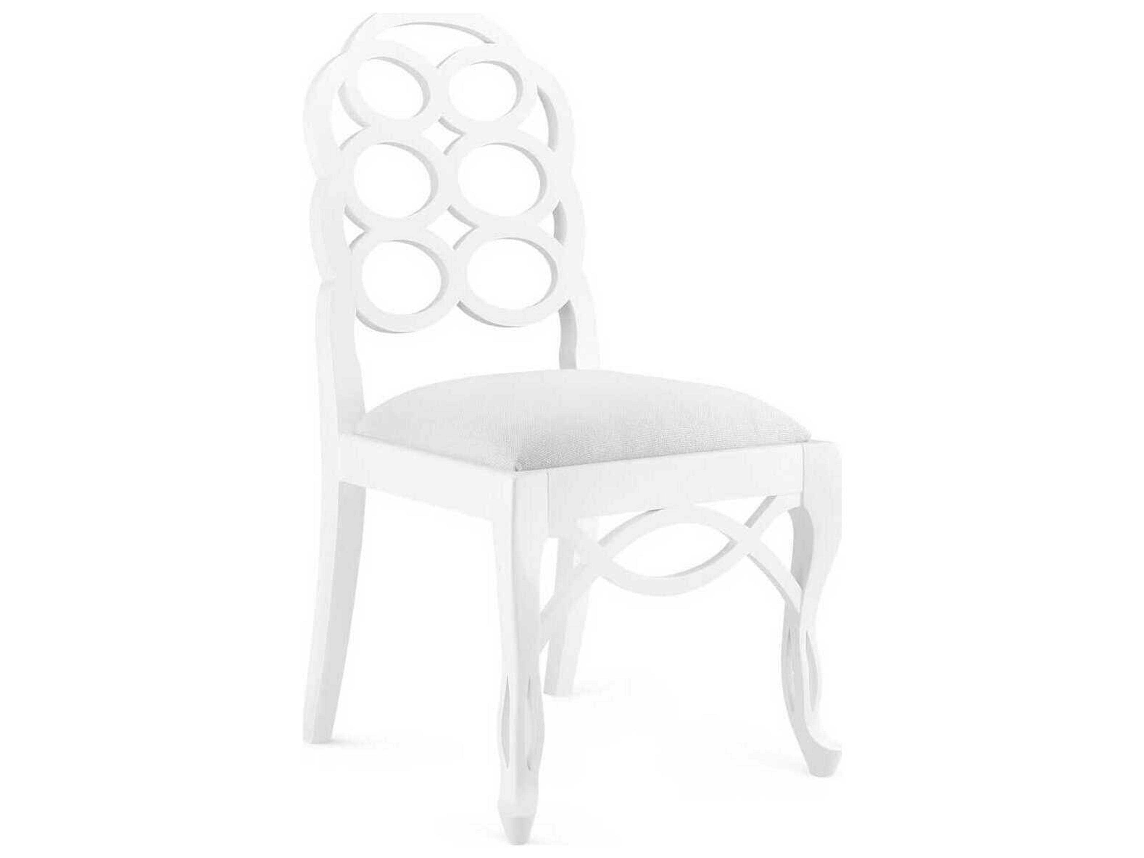 Mahogany Wood White Upholstered Side Dining Chair